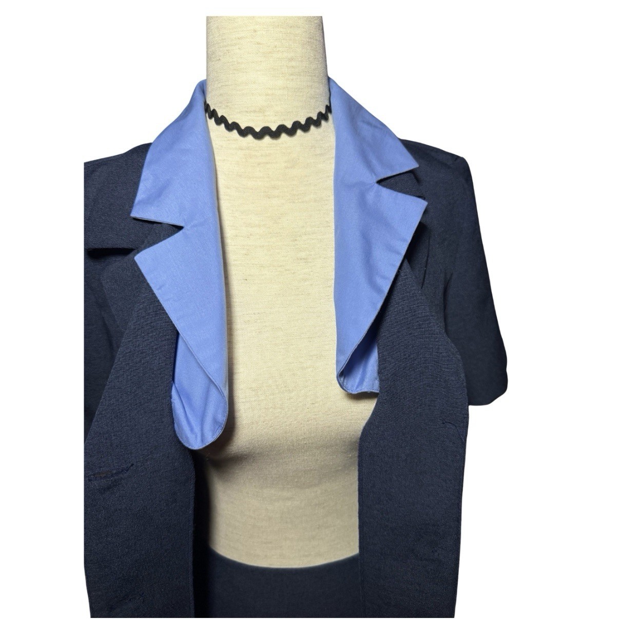 90s Vintage Navy Blue Blazer and Skirt Set Size 7