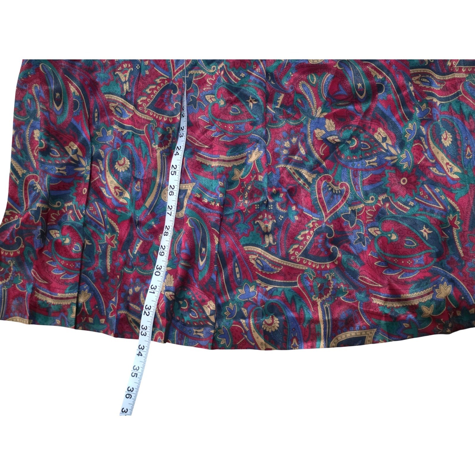 Koret Vintage Paisley Pleated Midi Skirt Plus Size 26W Jewel Tone Elastic Waist