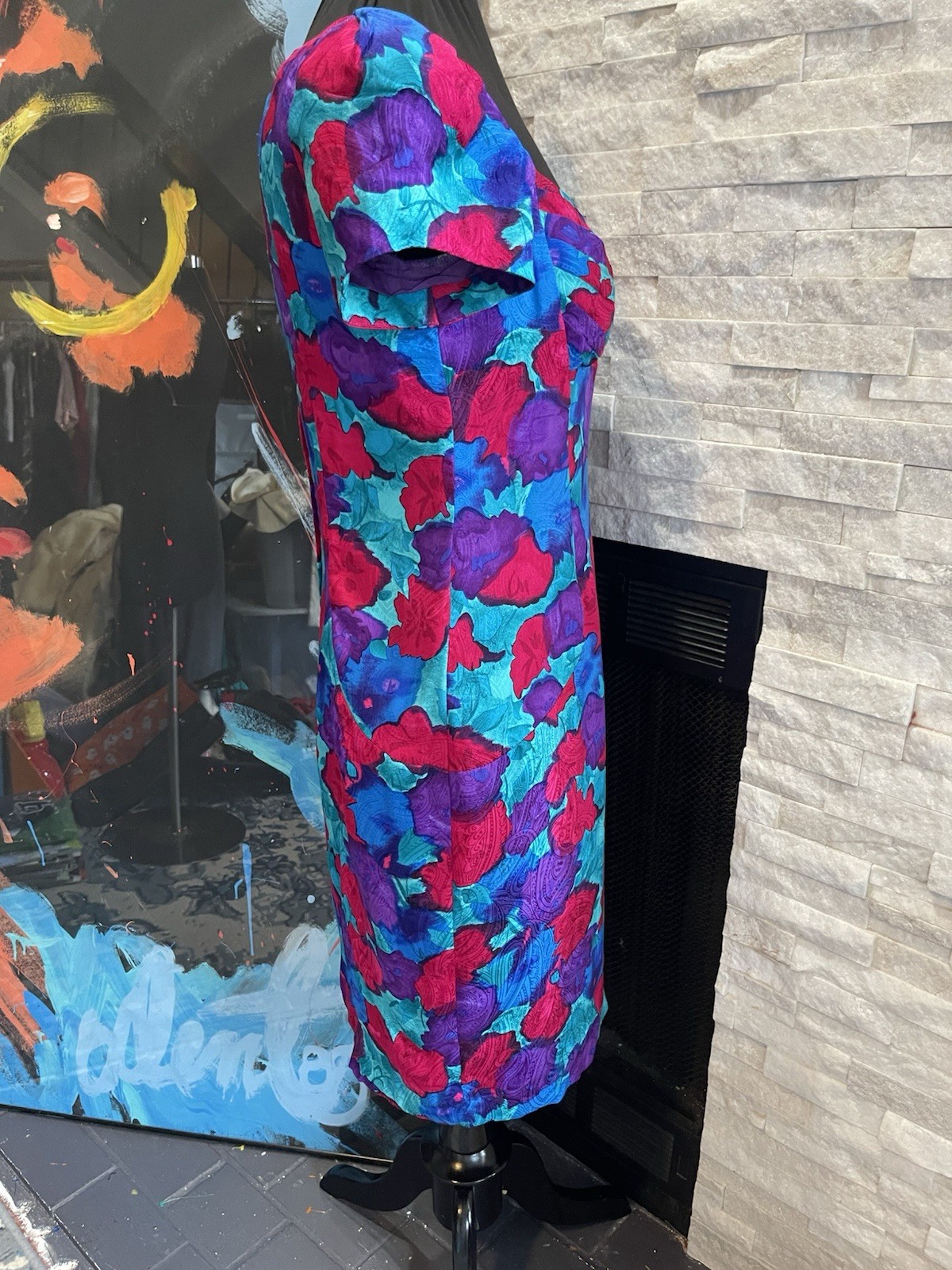 Vintage 80s Gillian Floral Silk Dress Sweetheart Neck line Lined Size 10 Glamour