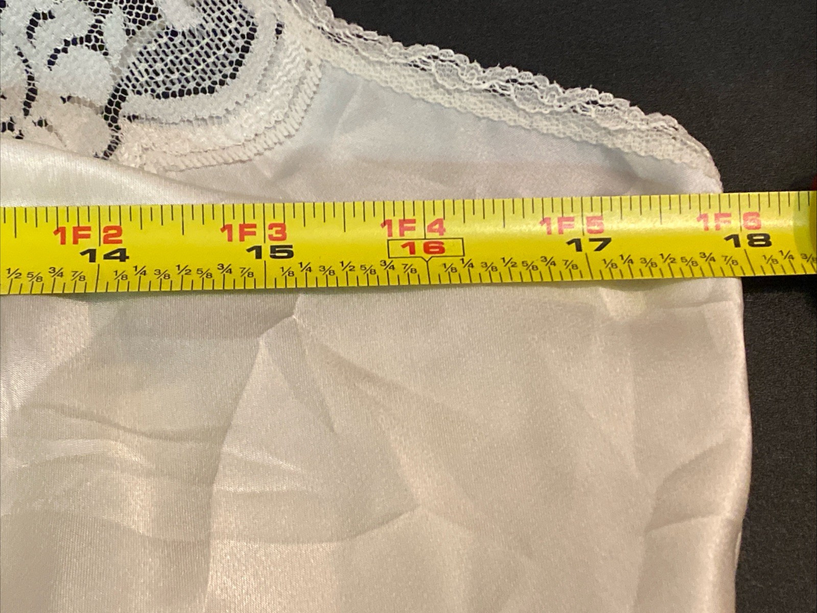 MAIDENFORM Chantilly 64603 Cream Satin Lace Camisole Slip Top Cami 36 USA made