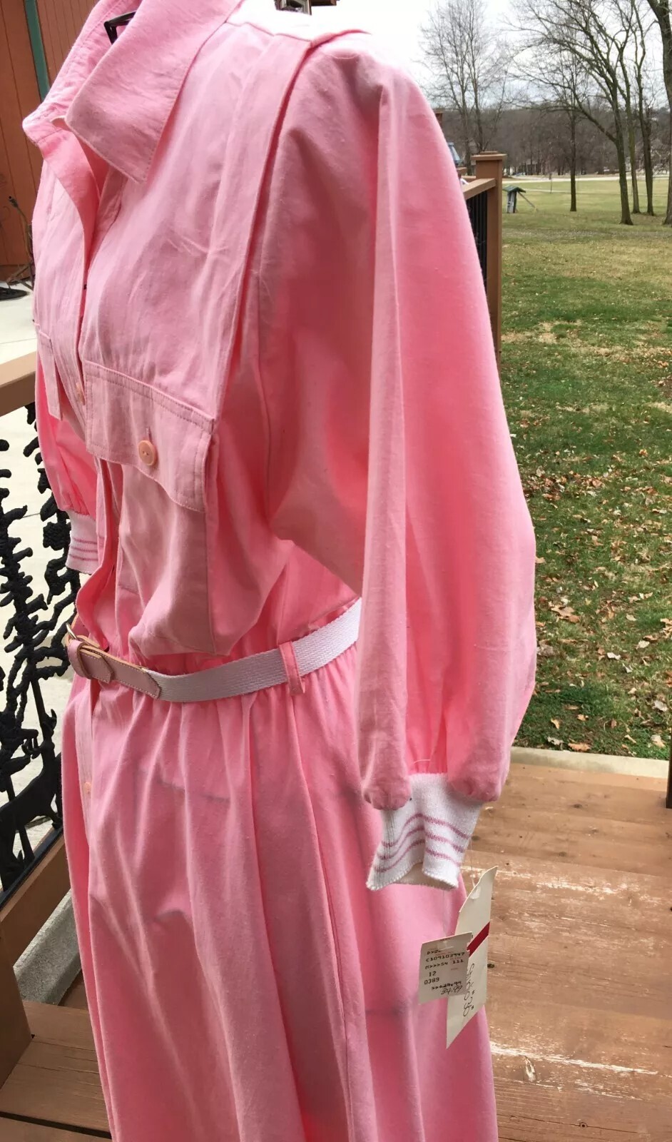 1960s Vintage Shirt Dress Rockabilly Swing Shirtwaist Pink Size 12 NWT