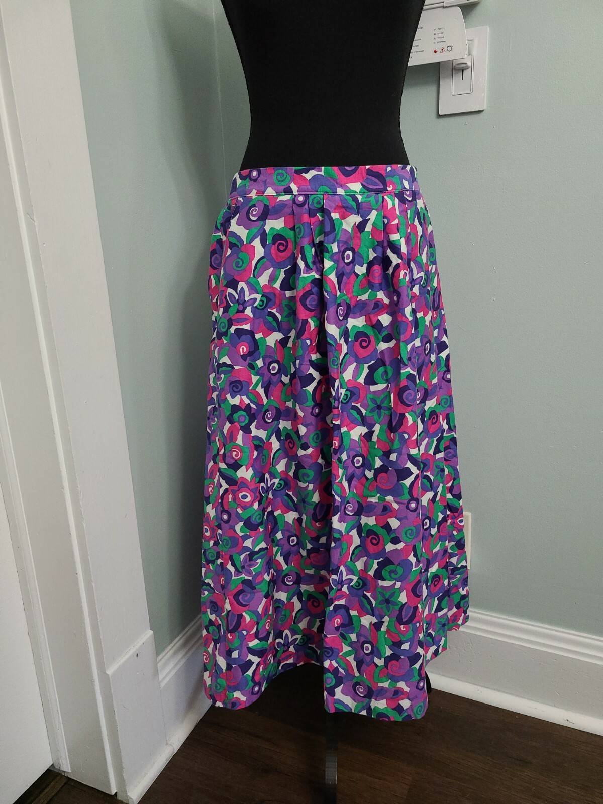 Vintage Portraits by Northern Isles Midi Skirt Bright Floral Print Womens Sz 12