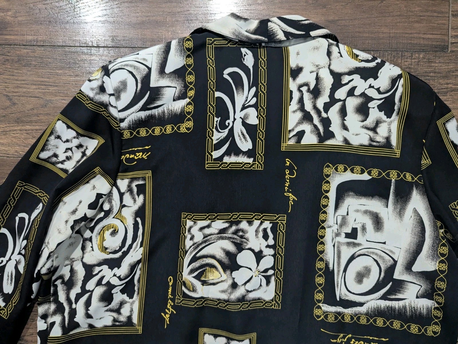 Jonathan Logan Vintage Black White & Gold Unique Abstract Print Blazer Size 3X