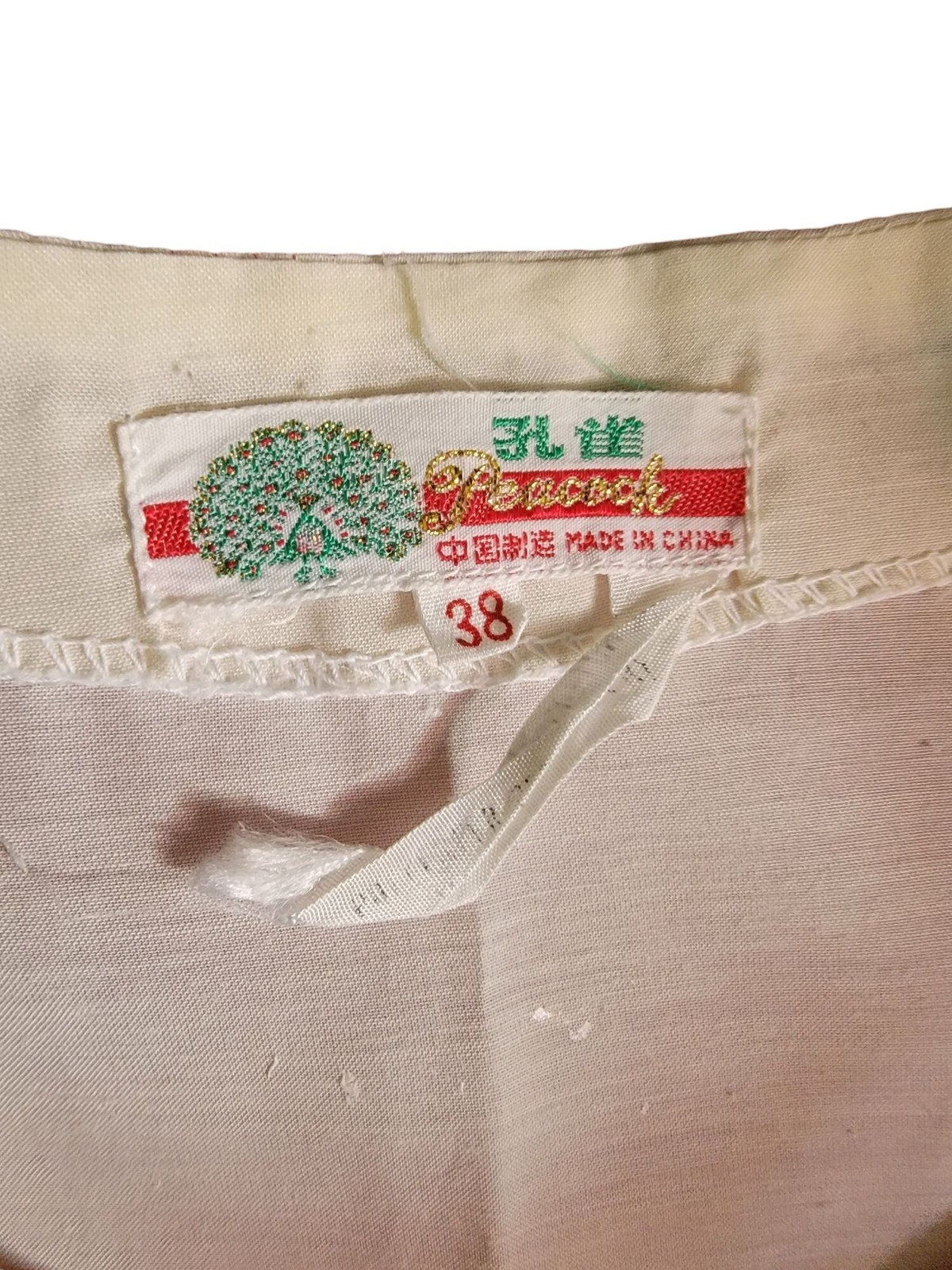 Vintage Hand Embroidered Floral Blouse Size 38 Medium Cream Cottagecore Top