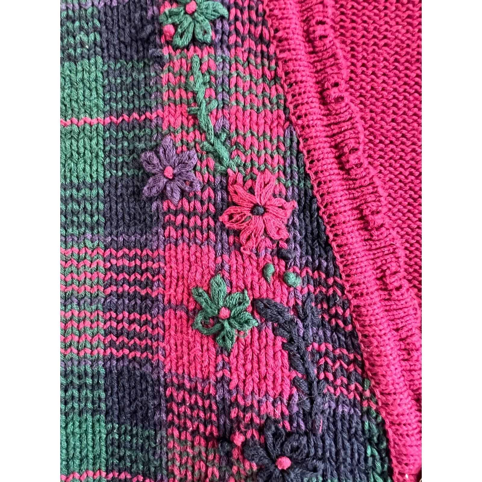 Vintage 1990s Northern Reflections Floral Knit Sweater Vest XL Grandmillennial