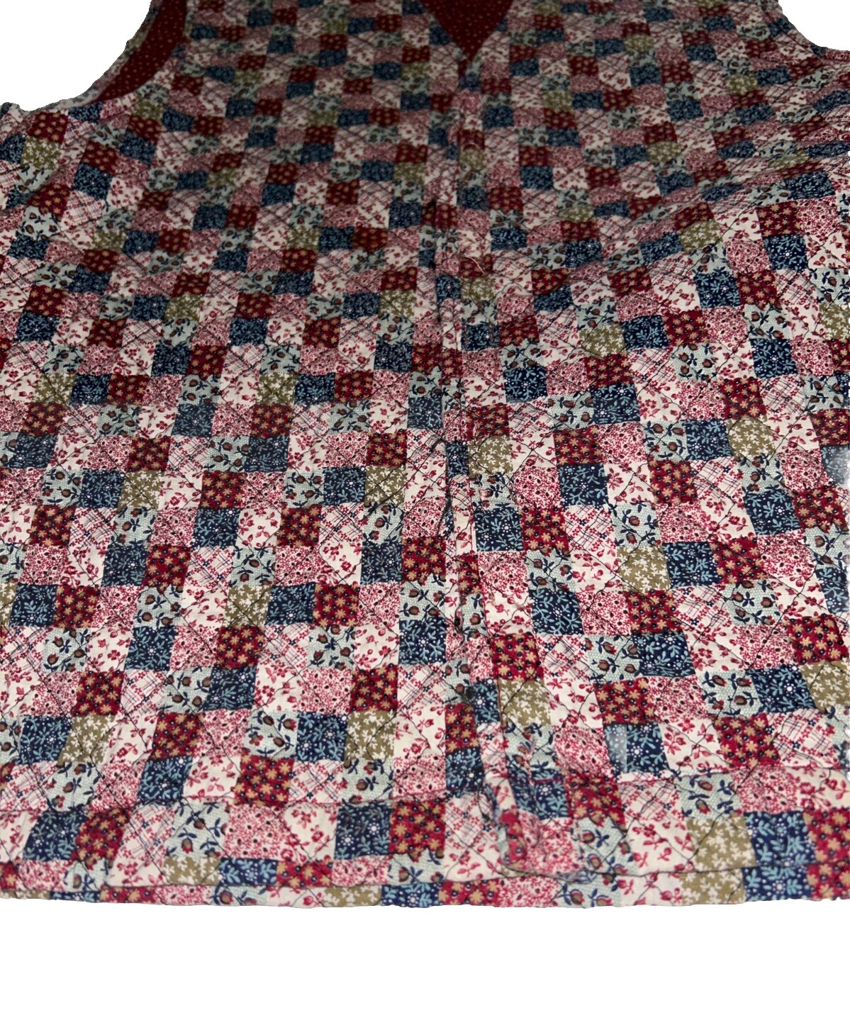 Vintage Handmade Patchwork Quilted Vest. Not Sure On Size See Measurements