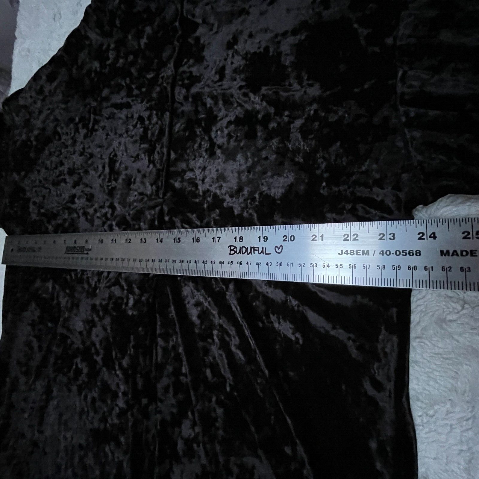 Tape Measure Womens Tunic Top Blouse Cowl Neck Long Sleeve Velvet large Black
