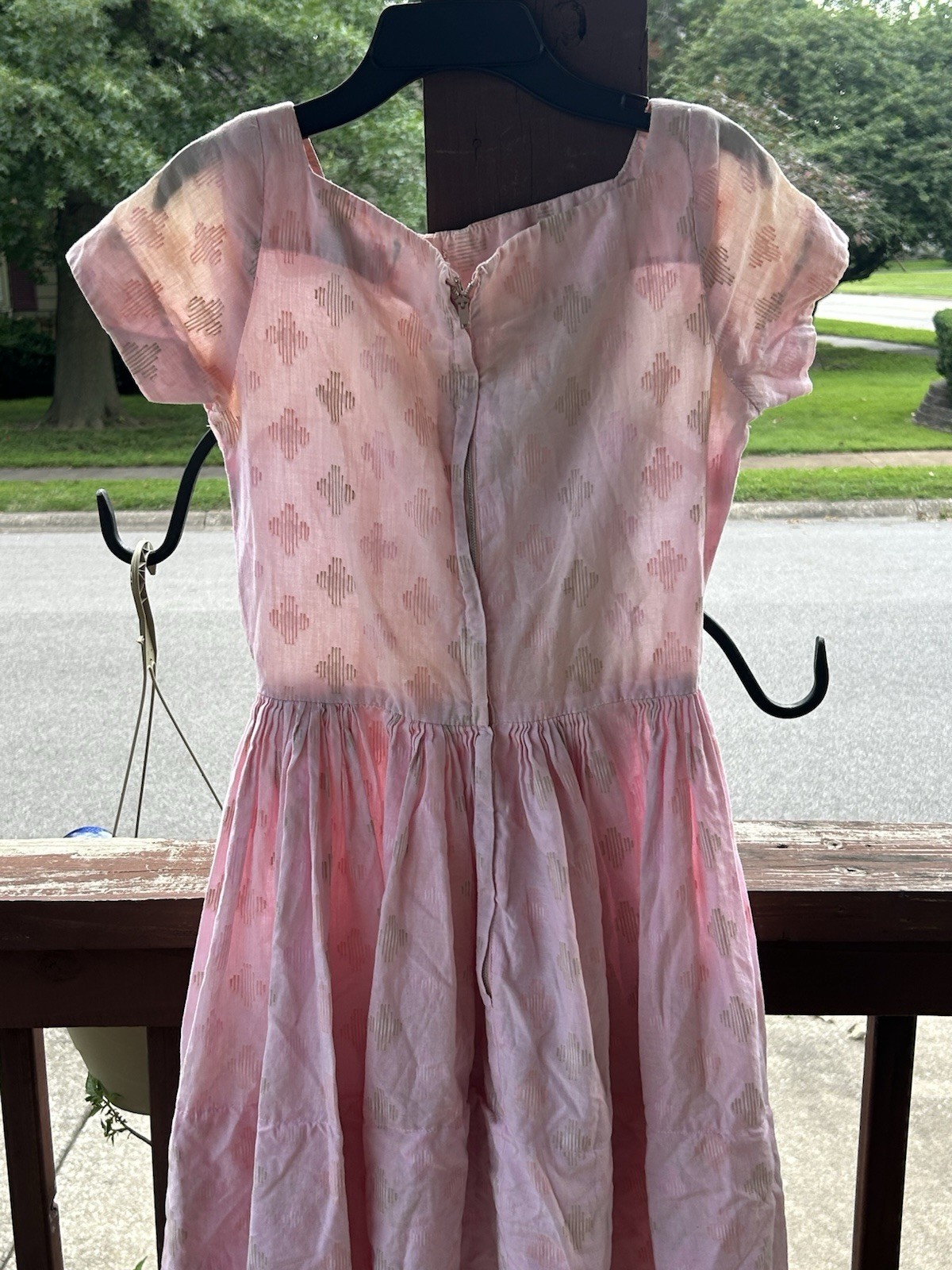 Jonathan Logan Pink & White Fit & Flare Vintage Dress, Short Sleeve