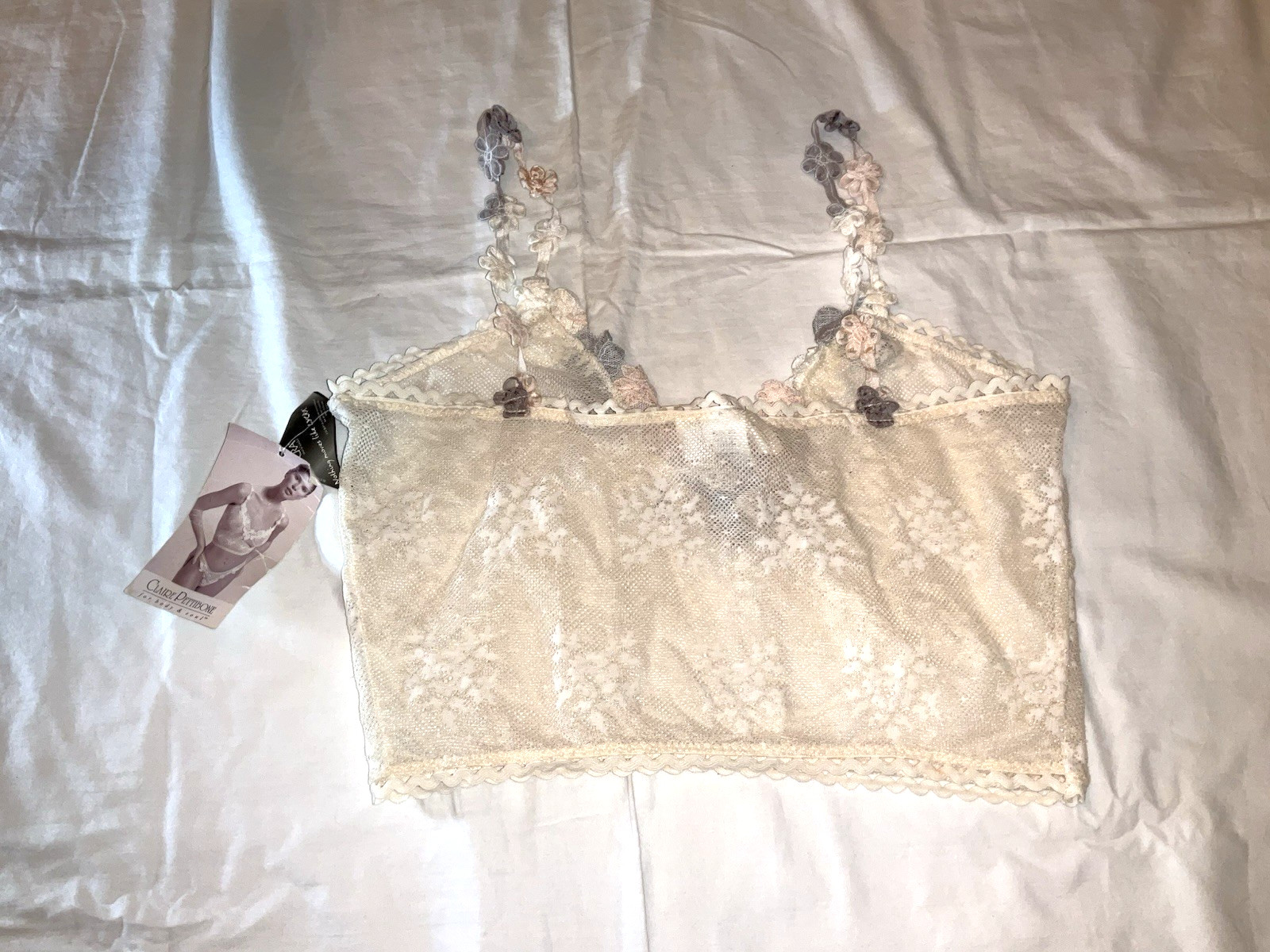 Claire Pettibone Lacy Floral Camisole Only Cream Size L New With Tags Vintage