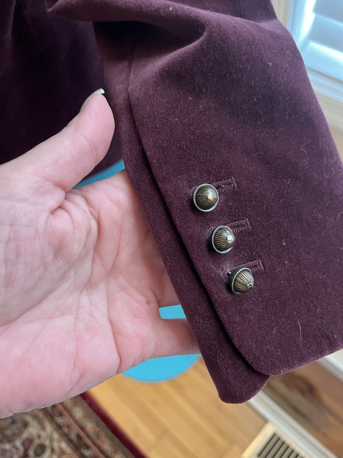 Tahari Port Wine Velvet Victorian Revival Jacket Coat Fitted