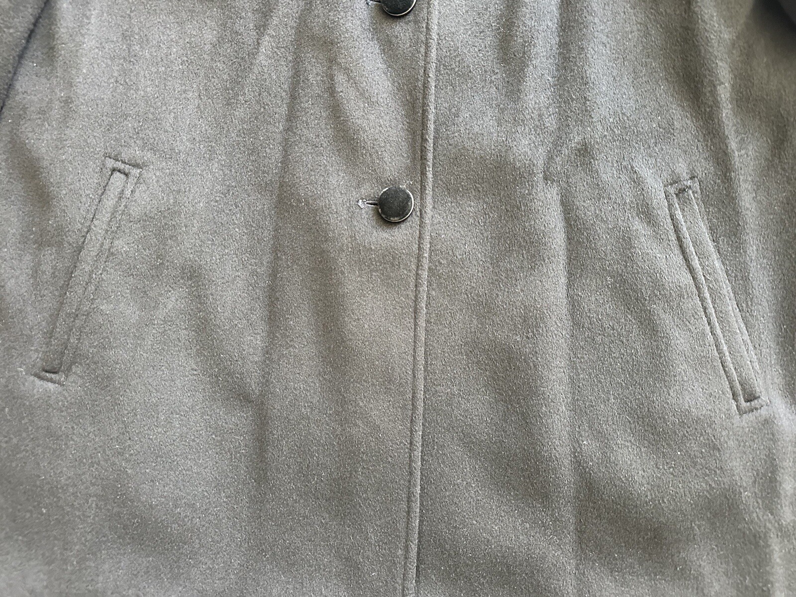 Vintage Bromley Collection Black Wool & Nylon Blend Felt Collar Coat Size 12