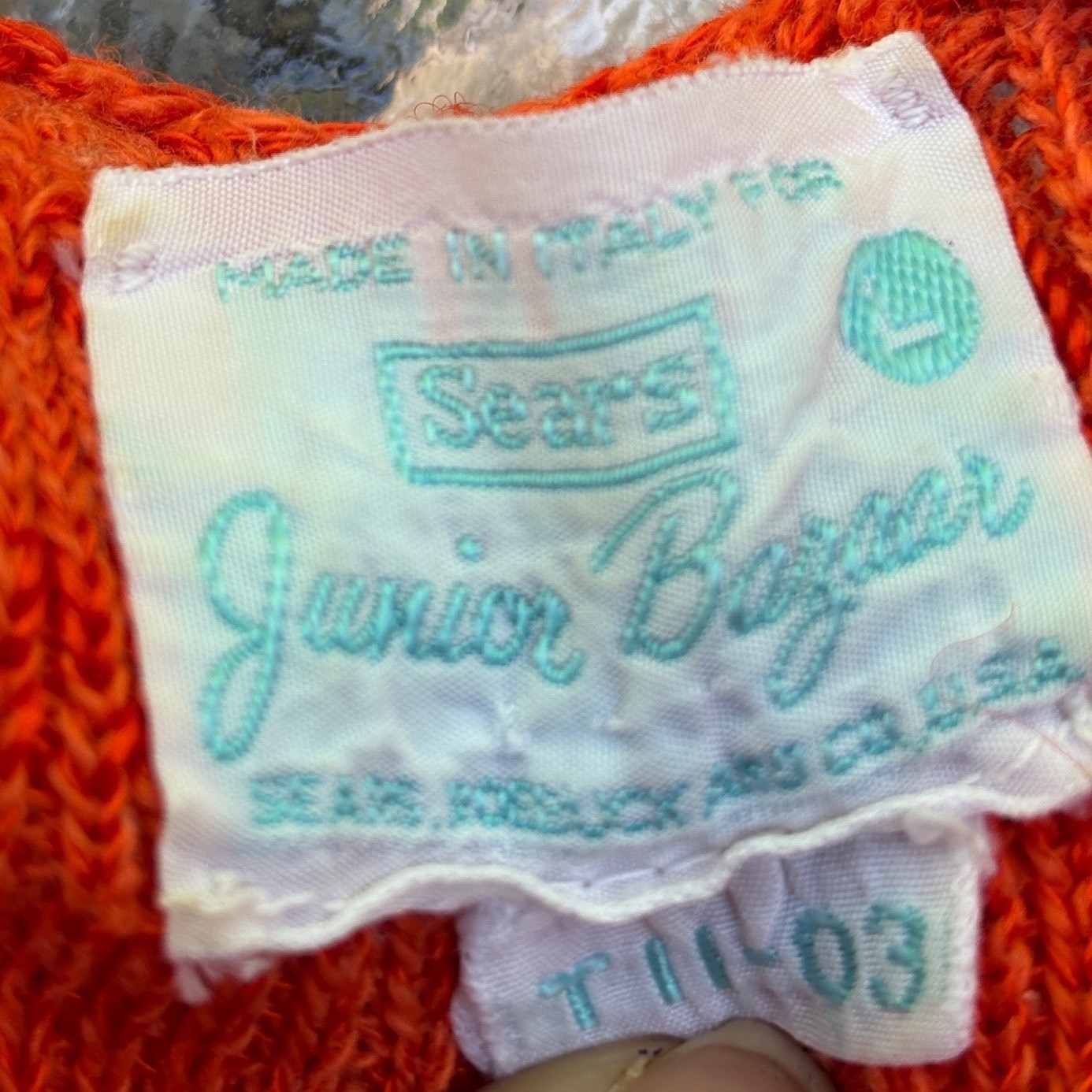Vintage 70s Sears Junior Bazaar Orange Knit Top Made in Italy Linen Blend Large