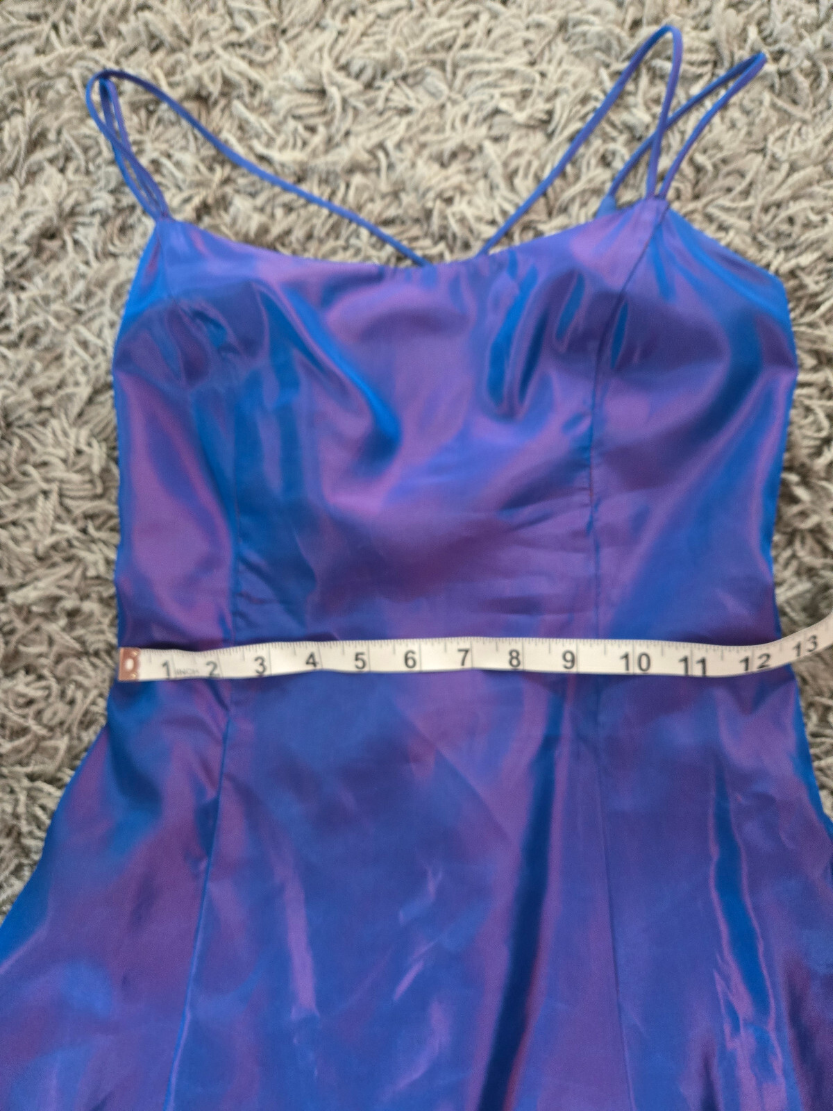 Vintage 1990s Y2K blue pink irridescent corset back formal gown dress be smart