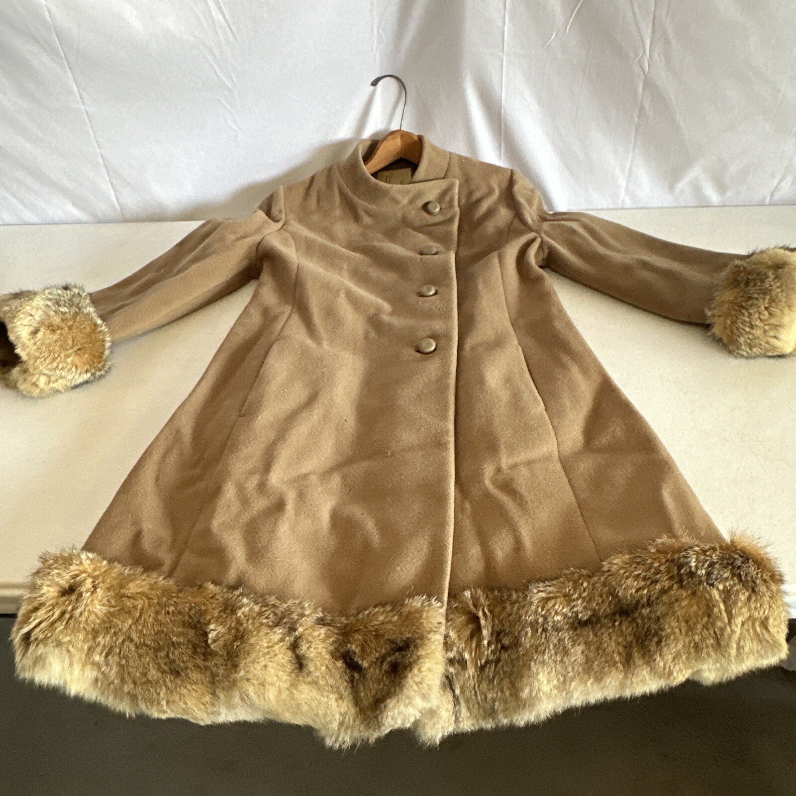 Vintage Lawson Original Camel Hair Fur Lined Coat Small SEE DESCRPT Free Ship