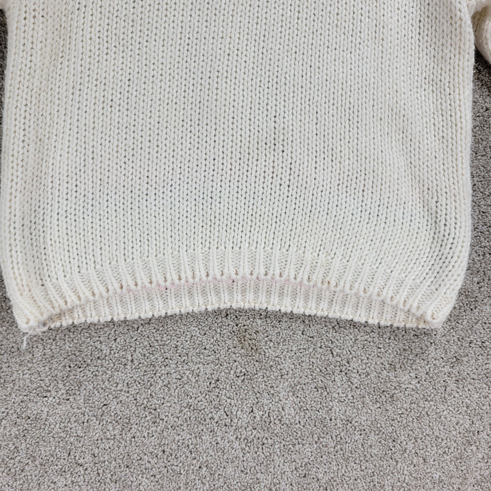 VTG Jamie Scott Sweater Womens L Cream Hand Knit Pastel Ramie Mock Neck 80s