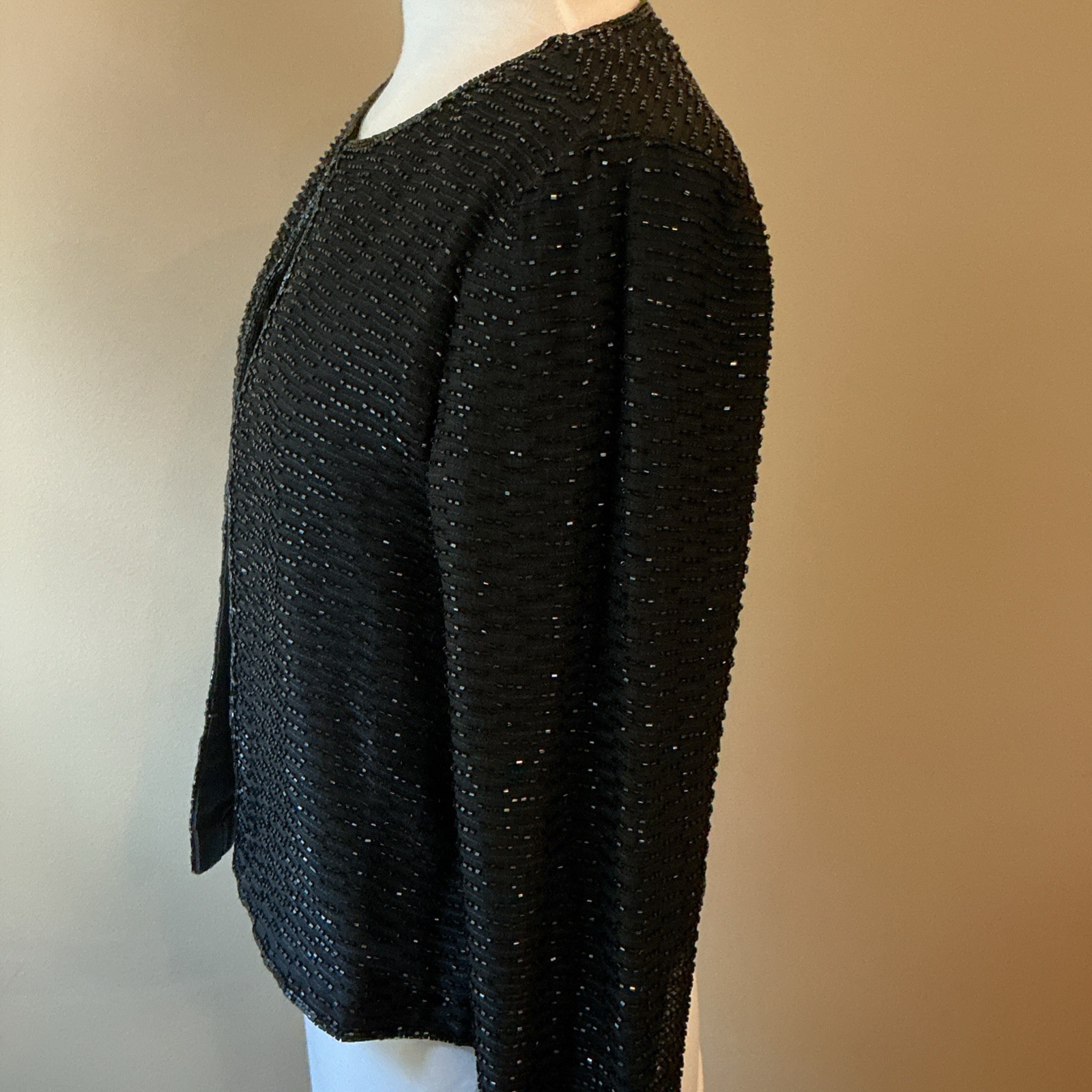 Vintage ANDRETTA DONATELLO Silk Beaded Jacket/Topper Black Size Medium