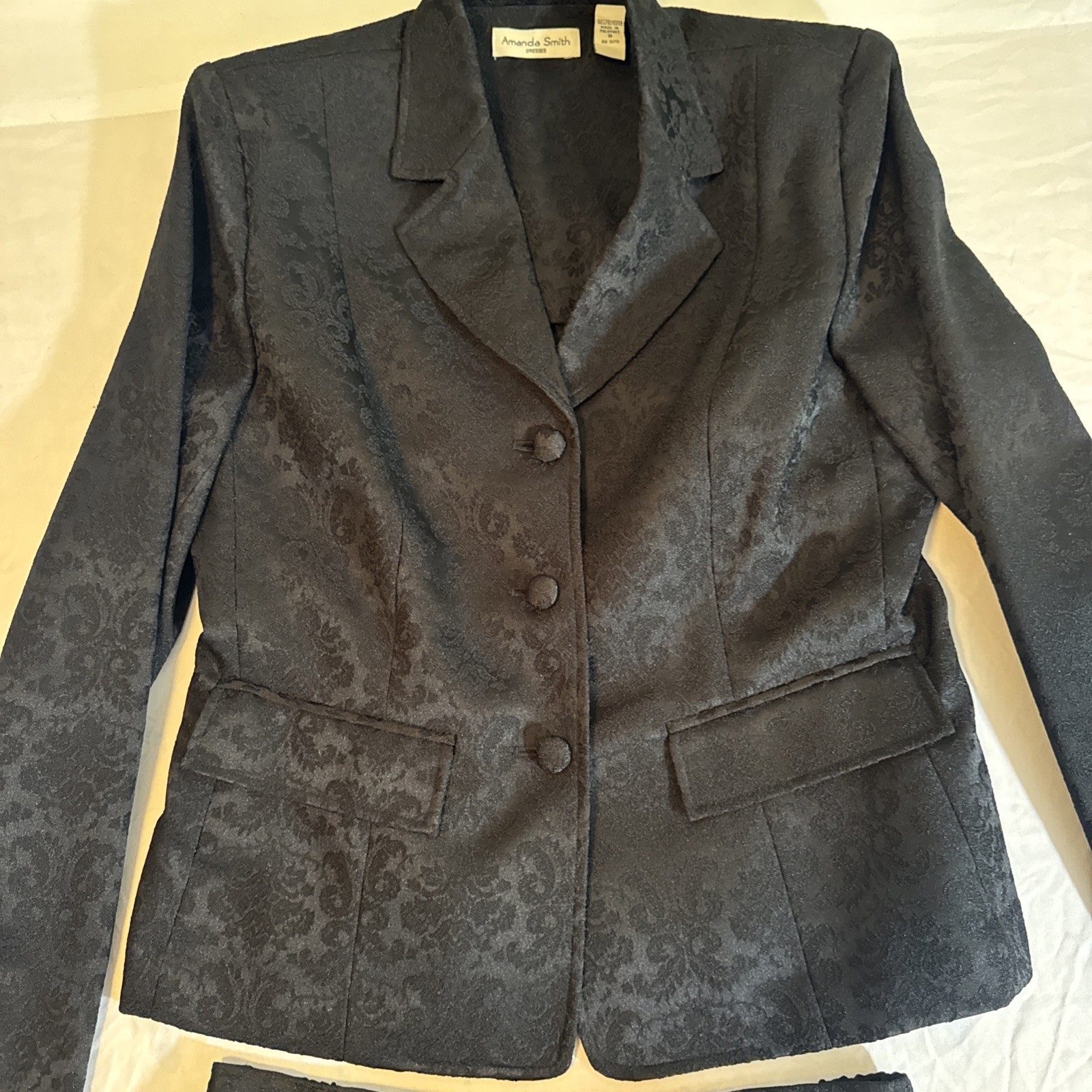 Vintage Amanda Smith Blazer And Skirt Set Black Women’s Size 8 NEW Gorgeous Rare