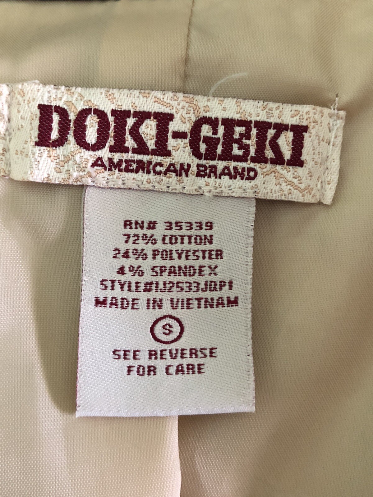 VTG. DOKI-GEKI WOMENS JACKET GRAY BEIGE PAISLEY STRETCHY SIZE S
