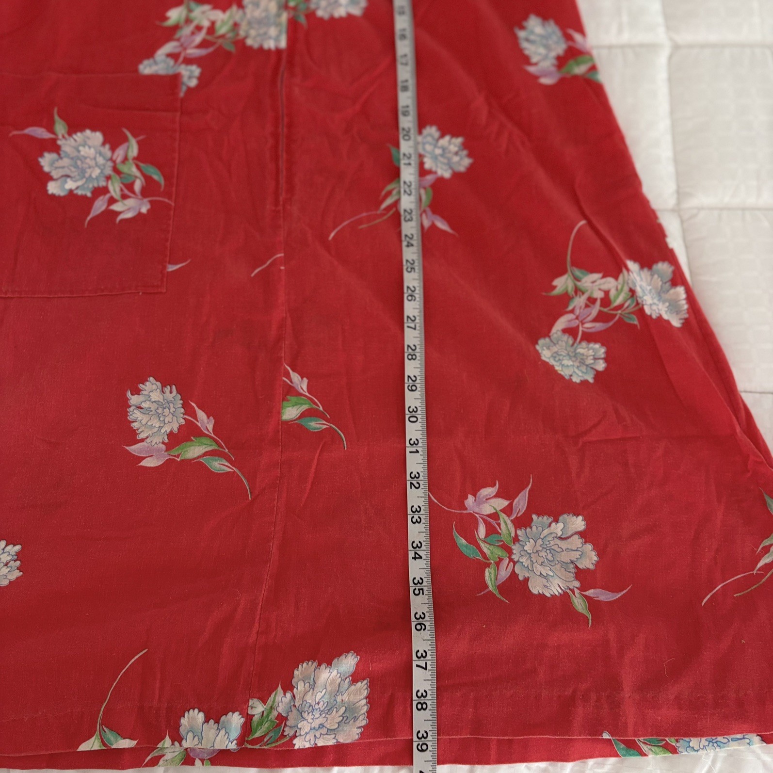 Vintage Komar 70s House Dress Made in USA Red White Floral