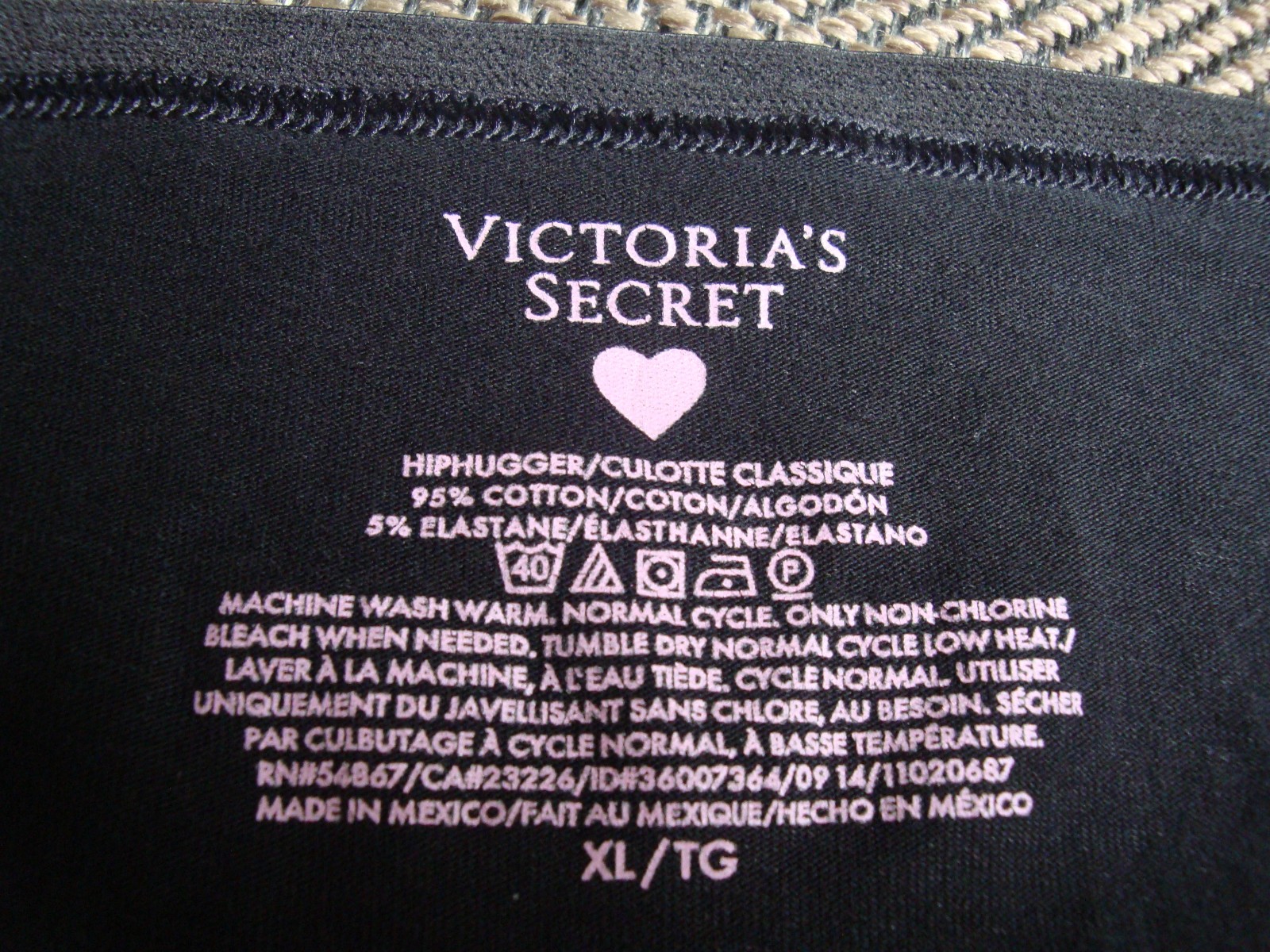 Lot of 3 Victoria’s Secret XL Vintage Black Cotton Logo Waist Bikini & Hiphugger