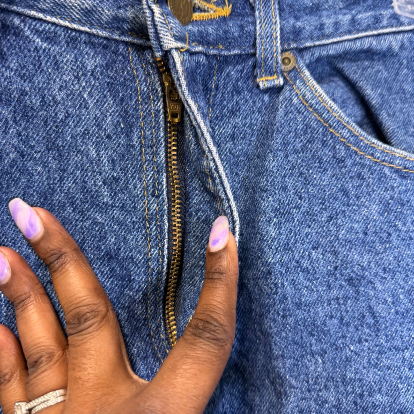 Vintage Riders High Waisted Tapered Leg Mom Jeans Medium Wash Blue Denim 26×27