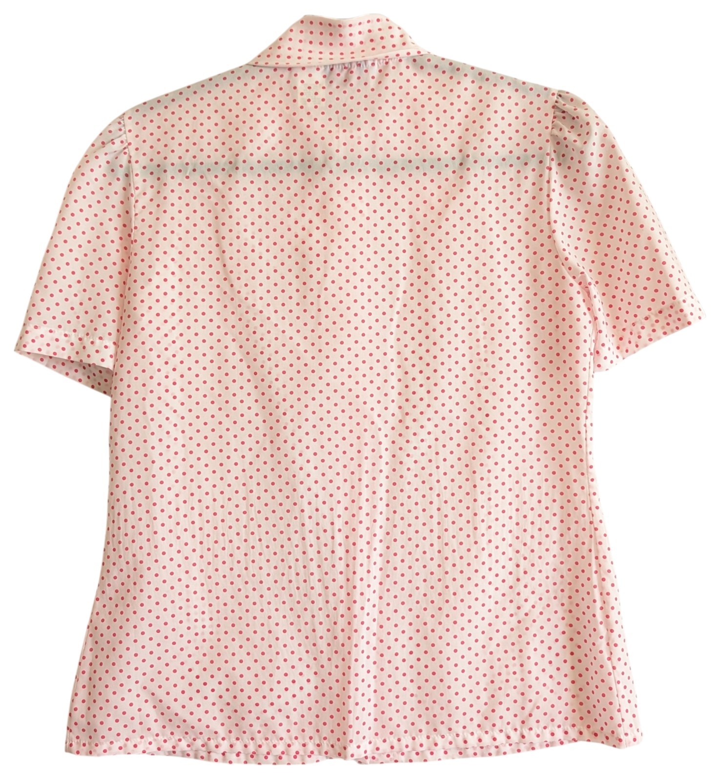 Vtg Arabella Blake Pink Polka Dot Bow Blouse Button Down Retro 70s