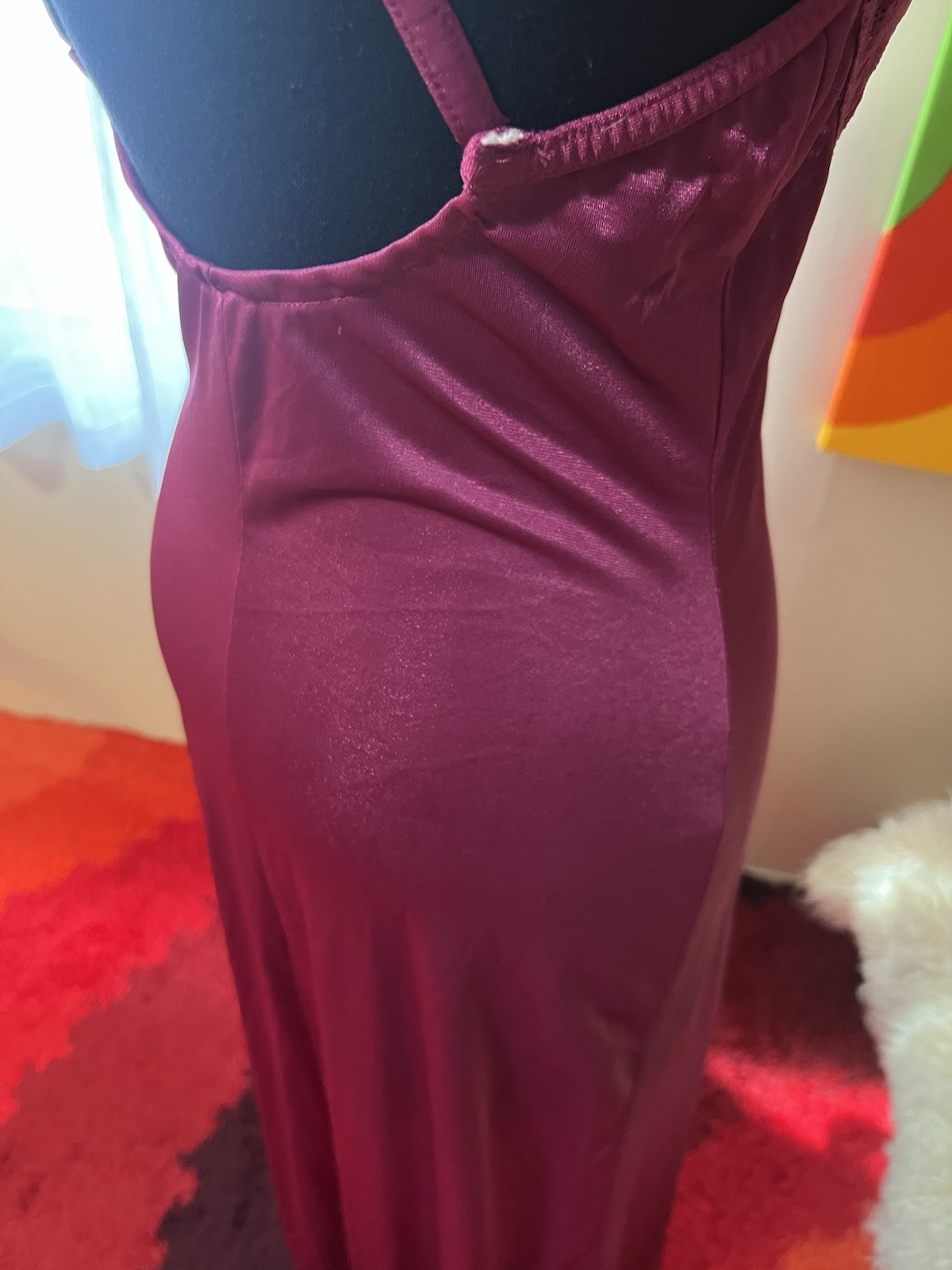 Vtg Olga Style Undercover Wear Magenta Pink Full Sweep Silky Nylon Gown S USA