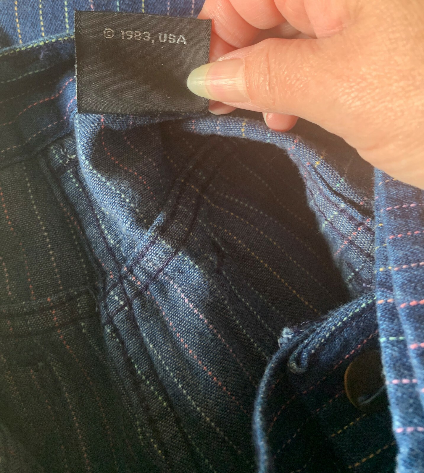 NOS Panama Jack vtg rainbow pinstripe pleated jeans junior 9 80s USA & sticker