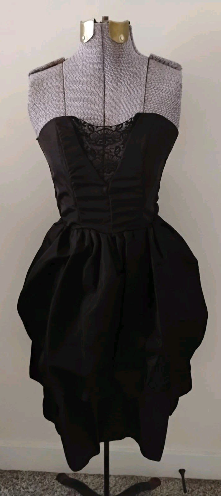 Vtg 80s Strapless Prom Dress Sweetheart Lace Short Whimsigoth Punk Rock XS EUC