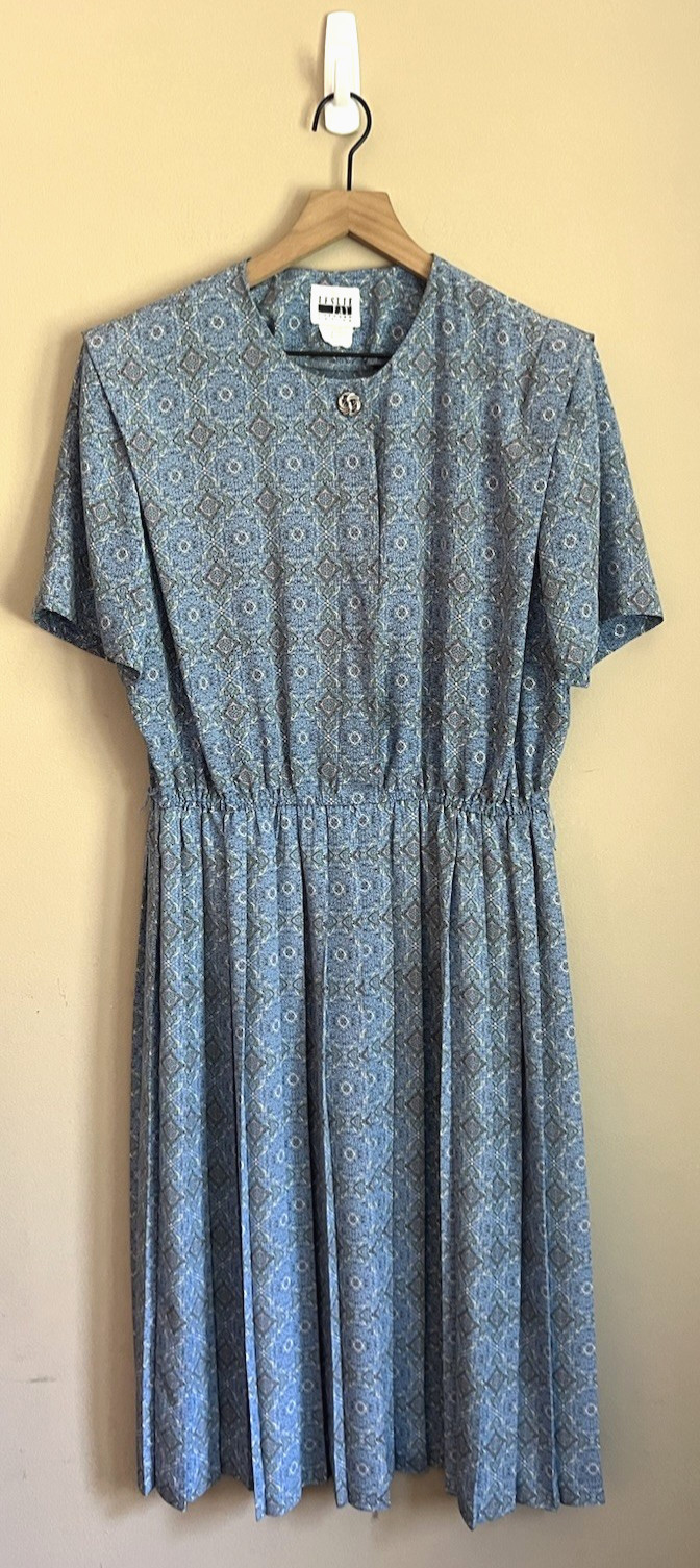 Vintage Shirt Dress Floral Print 16 16P Secretary Leslie Fay Grandma 90s Y2K