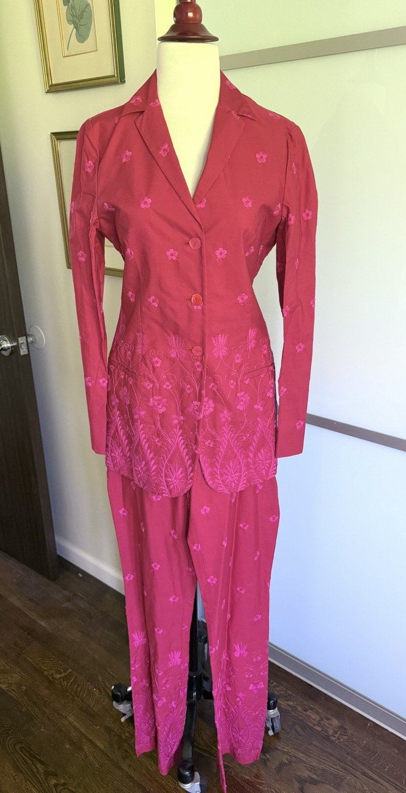 Romeo Gigli Vintage Dead Stock Womens Floral Embroidered Blazer Pant Coord Suit