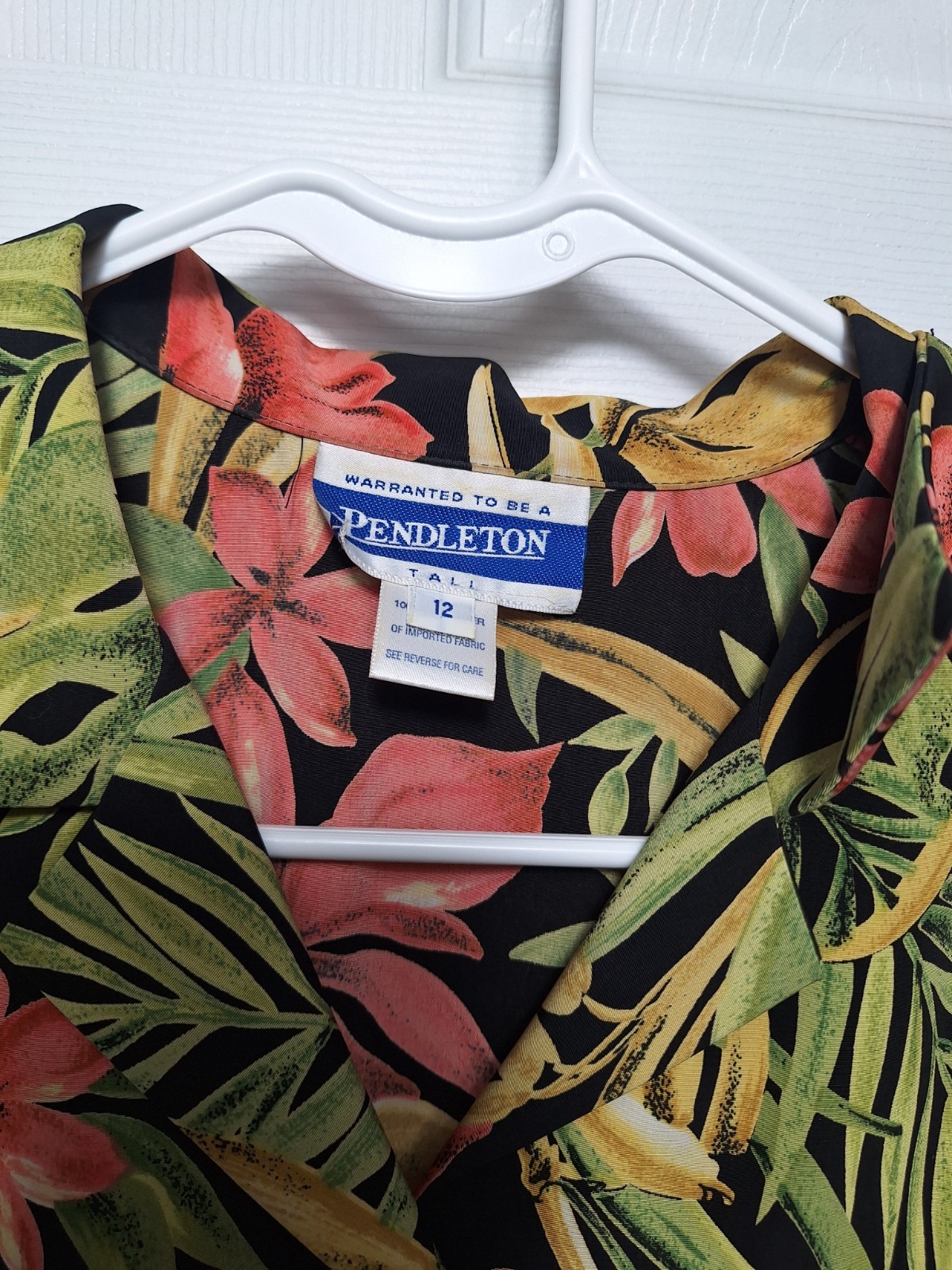 Pendleton Button Down Tall 12 Womens Short Sleeve Shirt Tropical Floral Vintage