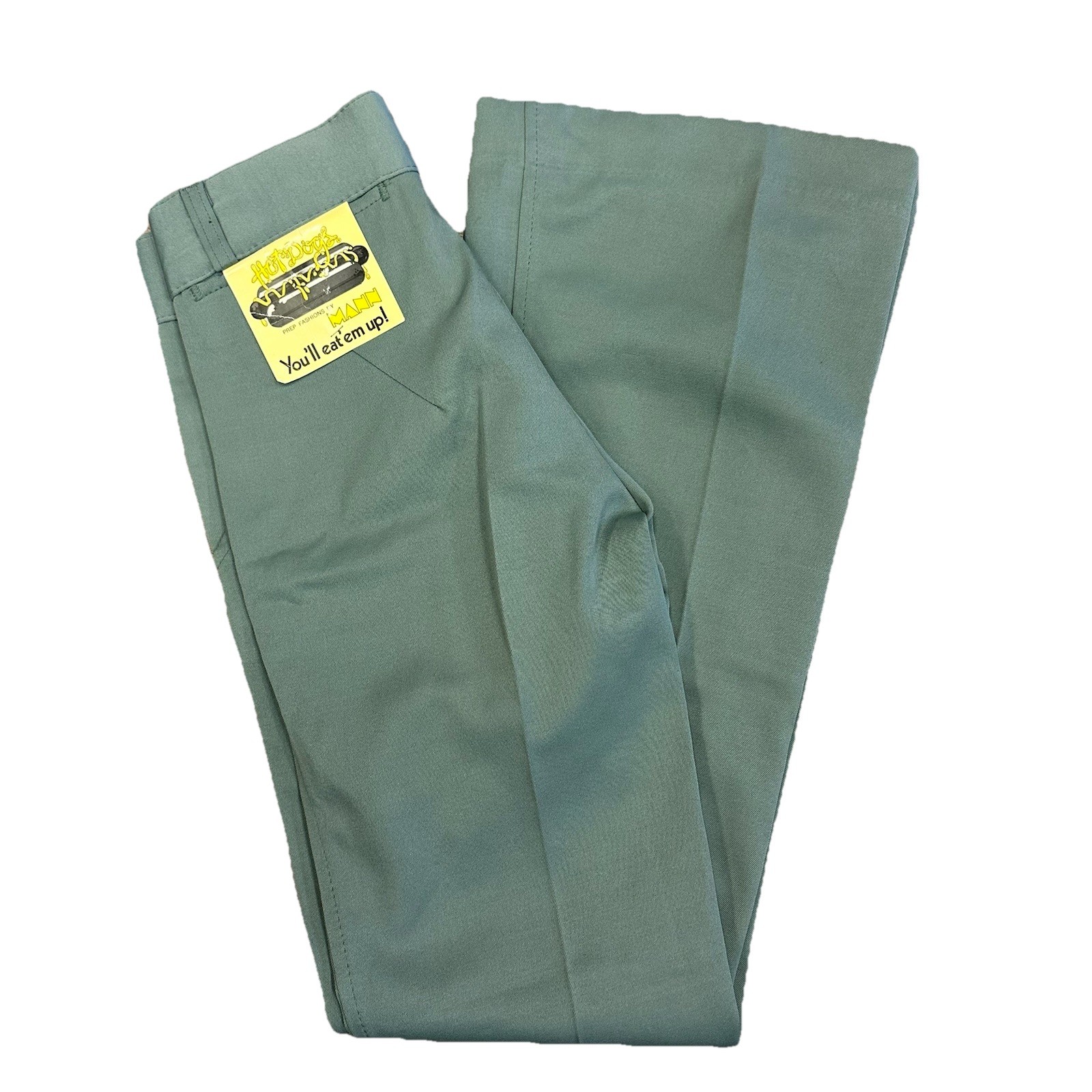 VTG 70’S HOT DOG’S MANN GREEN FLARED WOMEN’S PANTS SZ 26X32 TREVIRA (24)