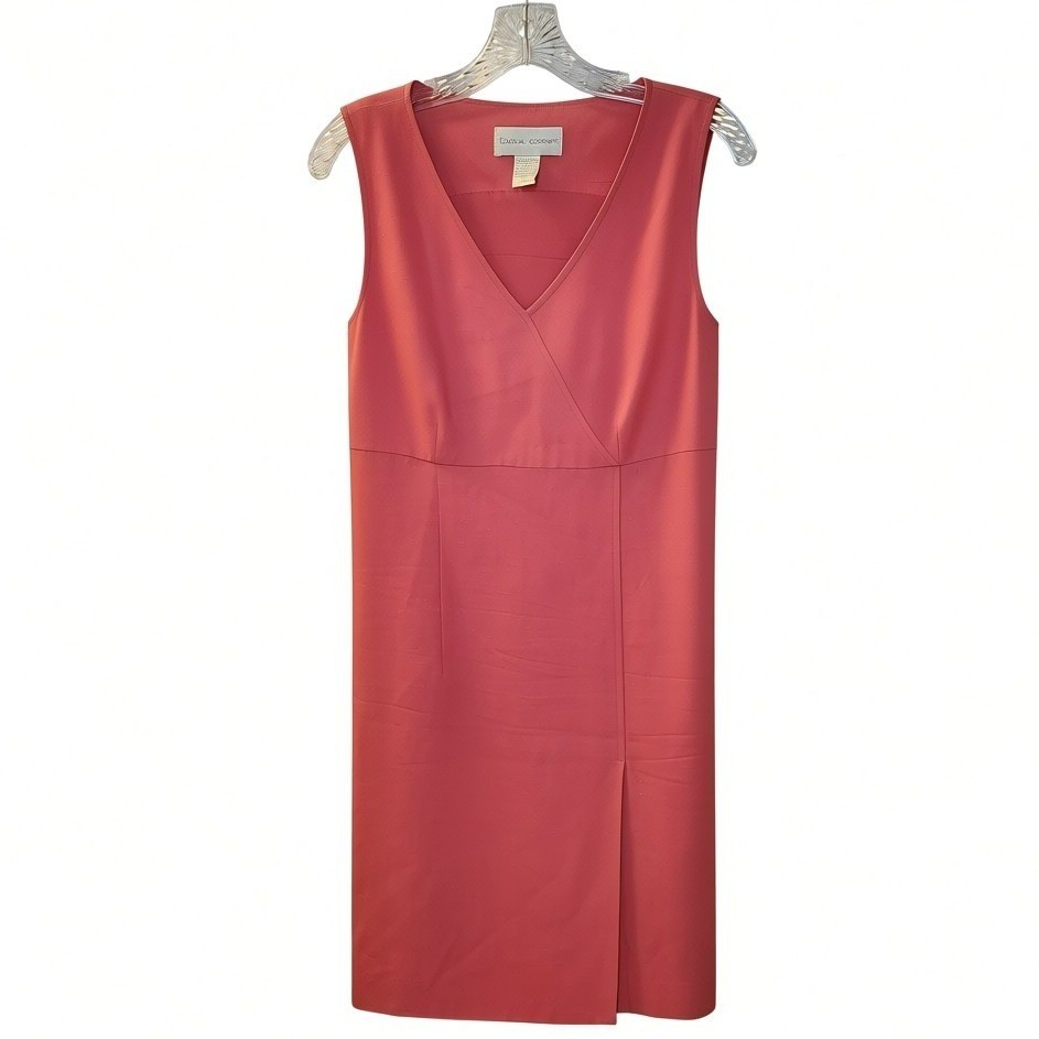 Casual Corner Vintage Coral Pink 2 Piece Dress Suit Set Double Breasted Size 8