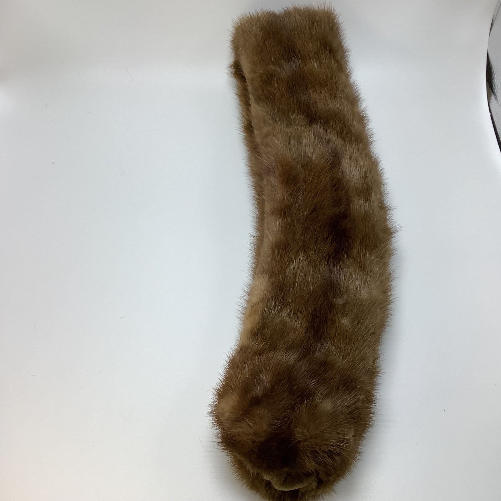 Vintage Mink Fur Scarf Collar with Velvet Lining and Coat Clips Brown No Tag 34”