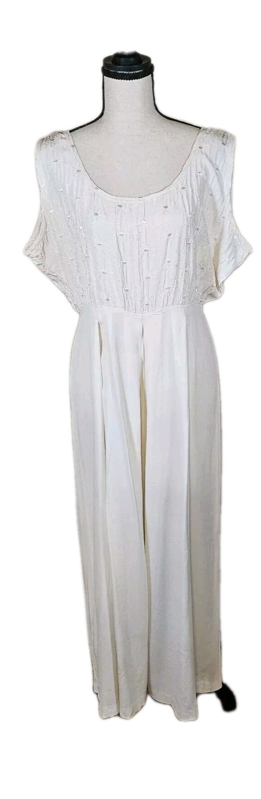 Vintage Jeffery& Dara Petite By Linda Hutley SZ 8 White Wedding Palazzo Jumpsuit
