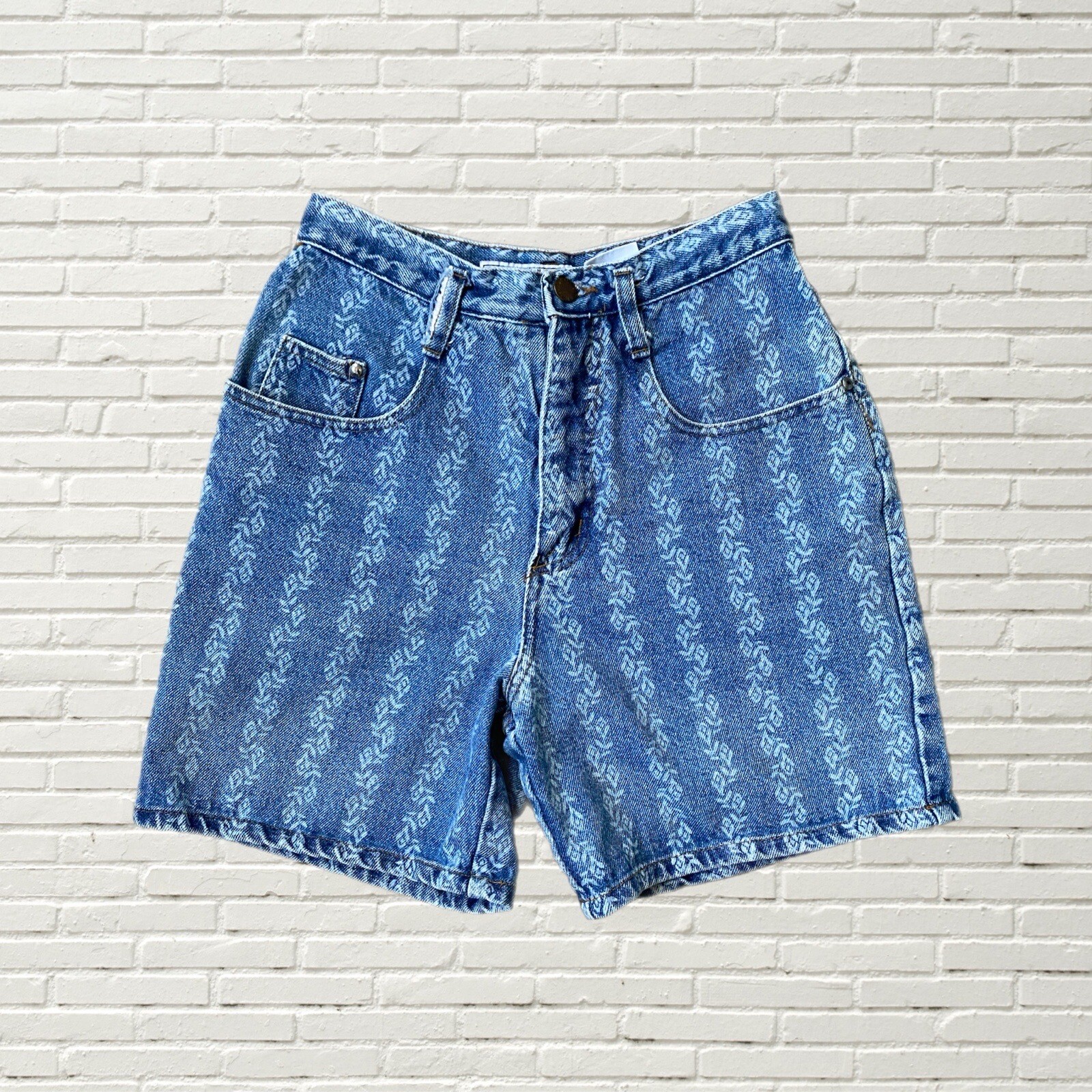 Vintage 80s High Waisted Denim Shorts Striped Made In The Shade Size Xs