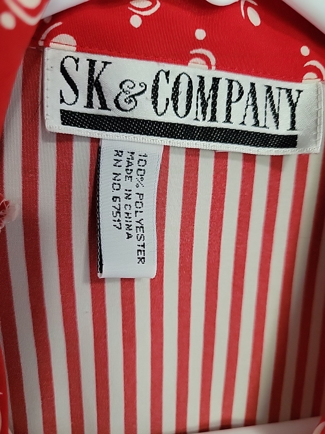Vintage Women’s Blouse Top SIZE 8 red & White Stripe SK & CO Polyester Fabric