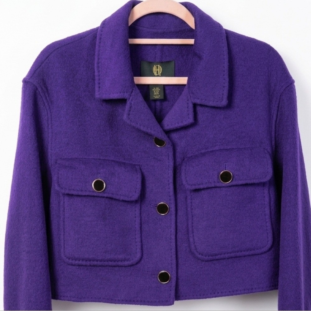 House of Harlow 1960 Retro Purple Wool Jacket Coat Sz XS