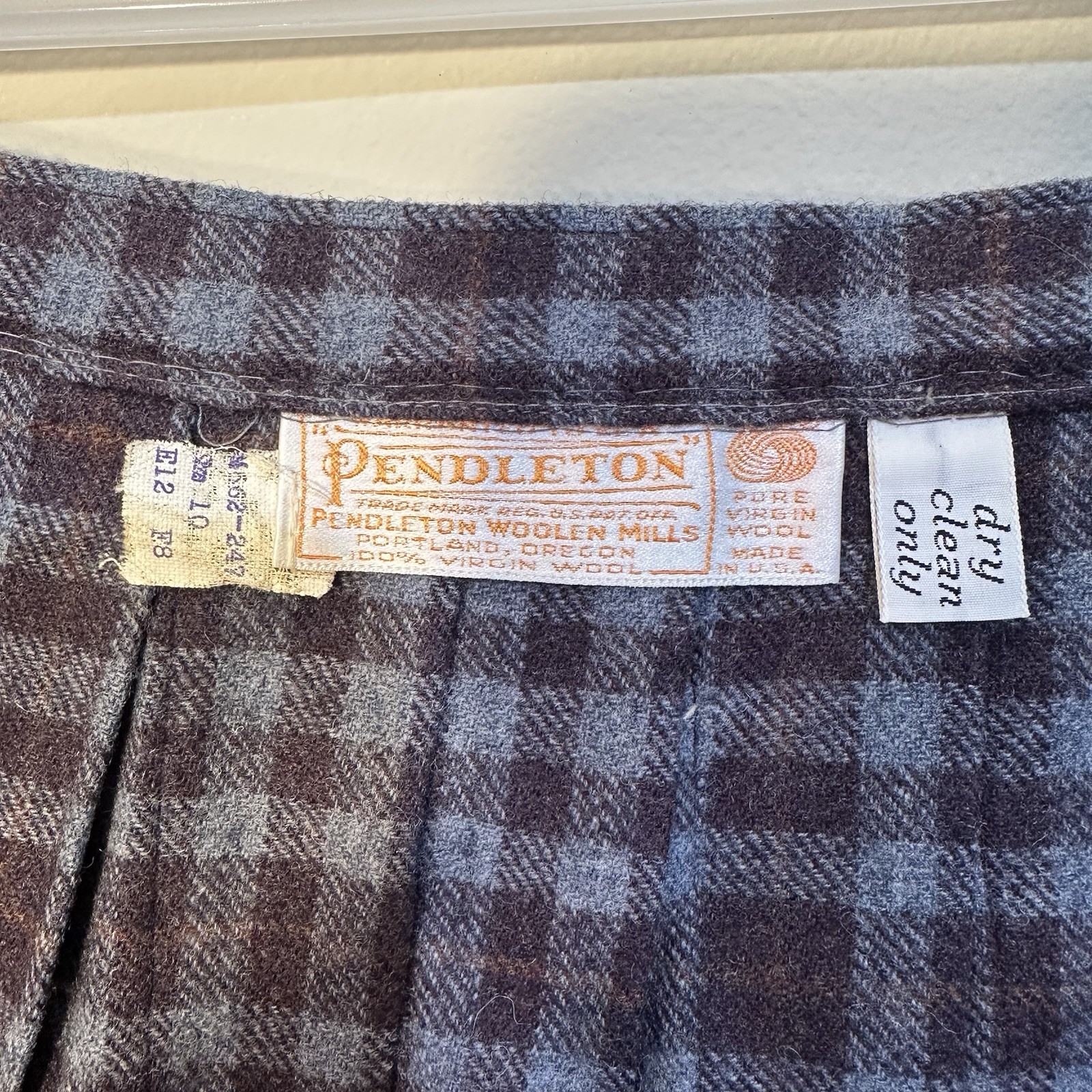 Pendleton VTG M662 Wool Walking Kilt Skirt 10 Muted Blue Purple Brown Plaid 80’s