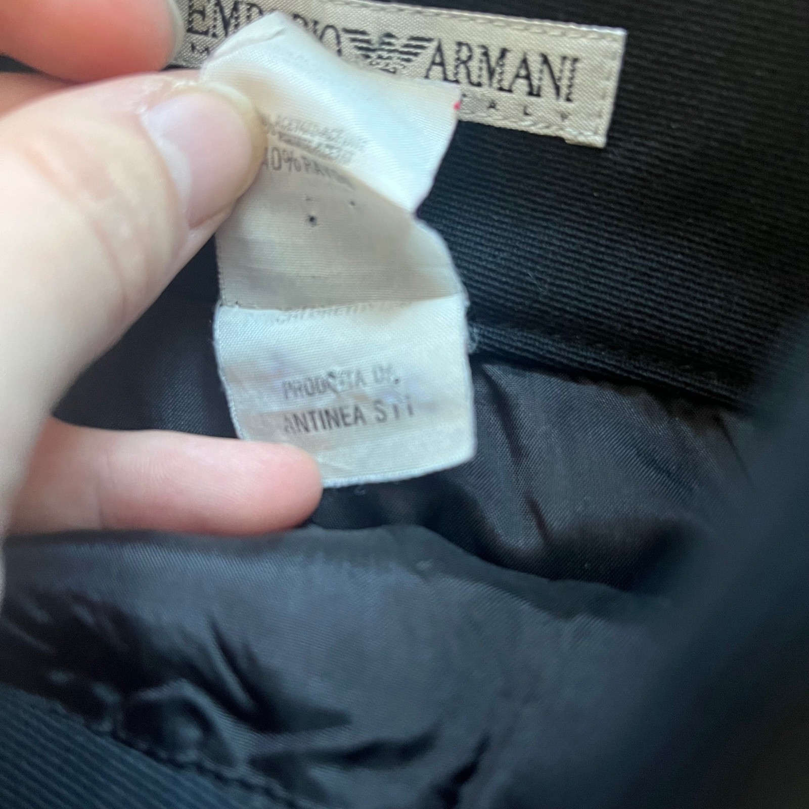 Emporio Armani Vintage Black Wrap Midi Skirt High Waist Wool Made in Italy Sz 42