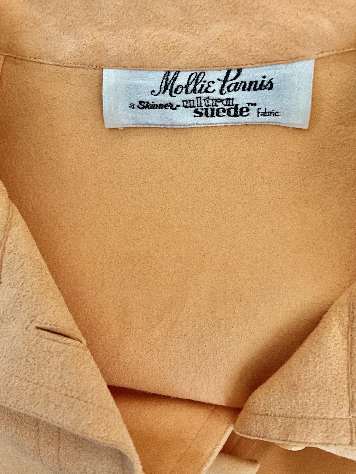 Vintage 1970’s Mollie Parnis Peach Ultrasuede Belted Shirtdress