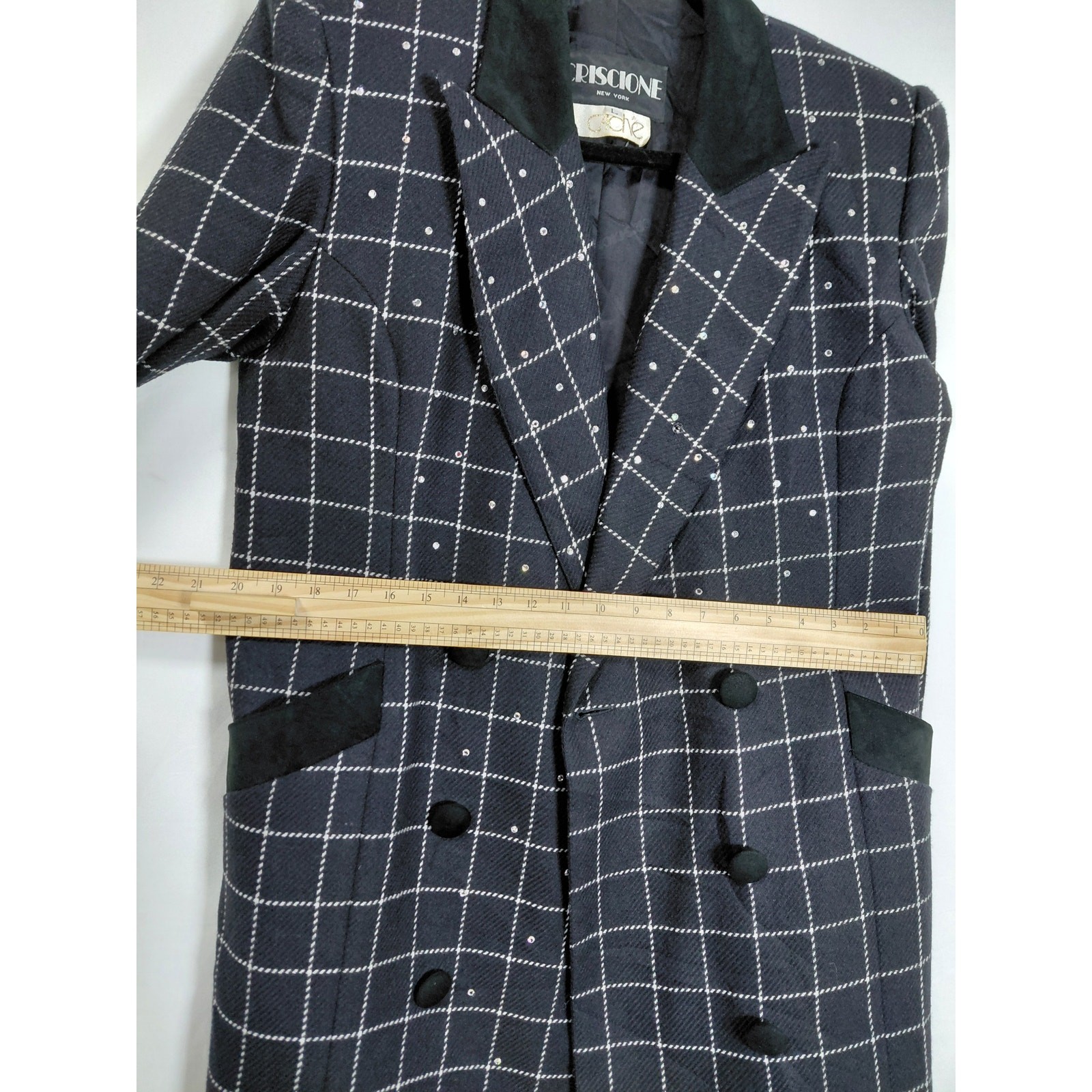 Vintage Criscione Made in USA Plaid Rhinestone Lined Jacket Women Size L