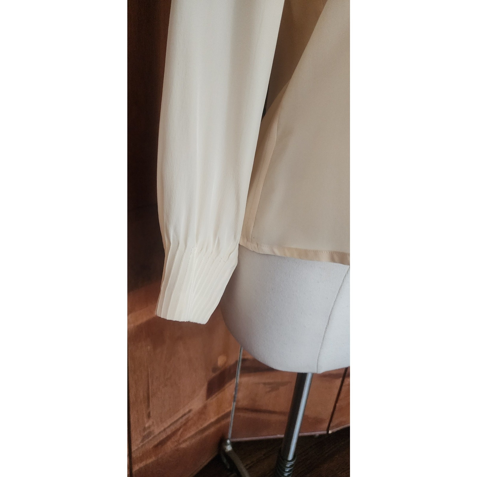 Vintage 80s Brooks Brothers Blouse Cream Silk Shirt Classic Minimalism