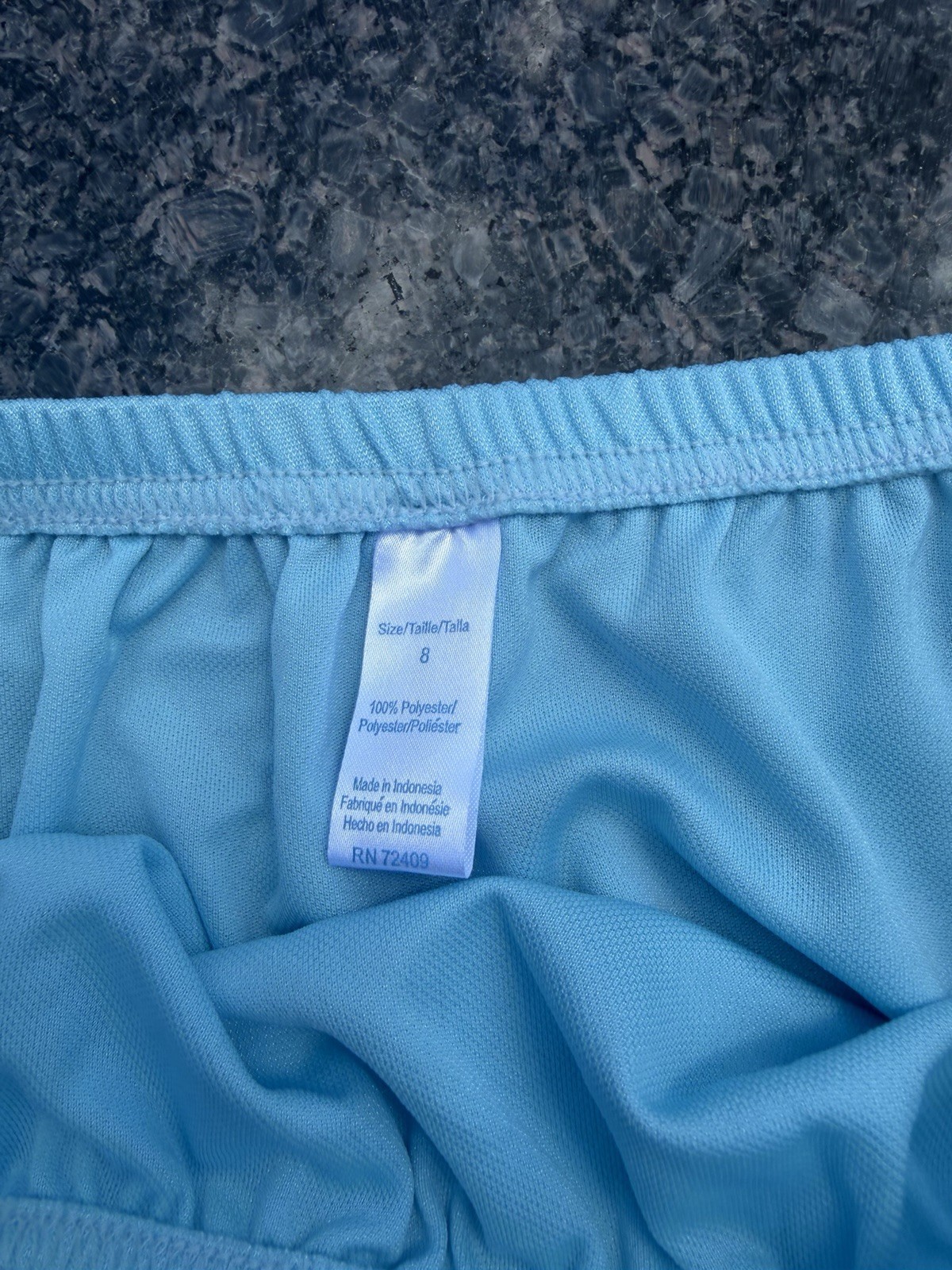 Vtg Hi Waist Floral Embroidery Polyester Granny Brief Panties 8/XL NWOT Blue