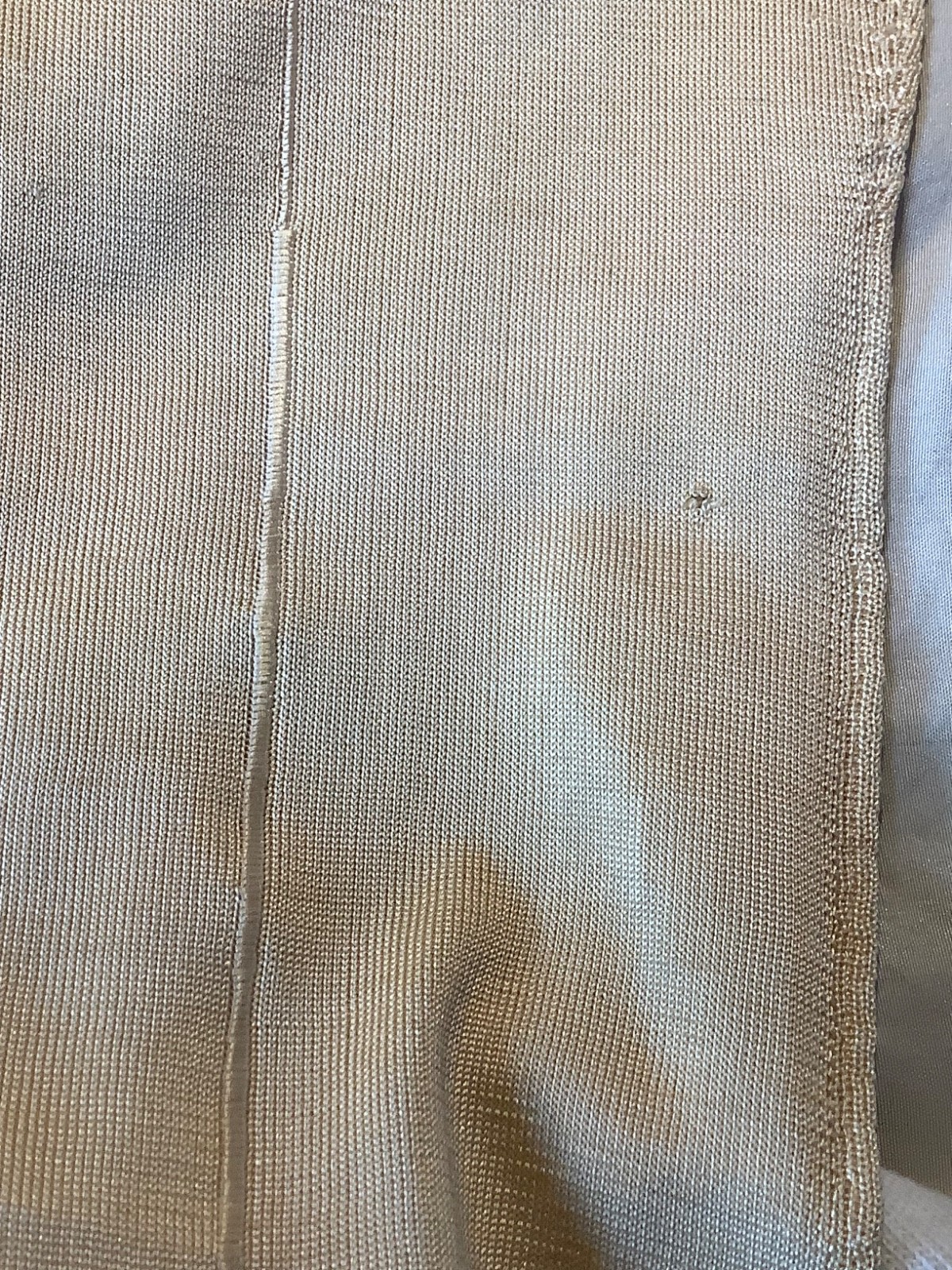 Antique silk Victorian knit Stockings ivory 10 hand sewn Monogram lisle France