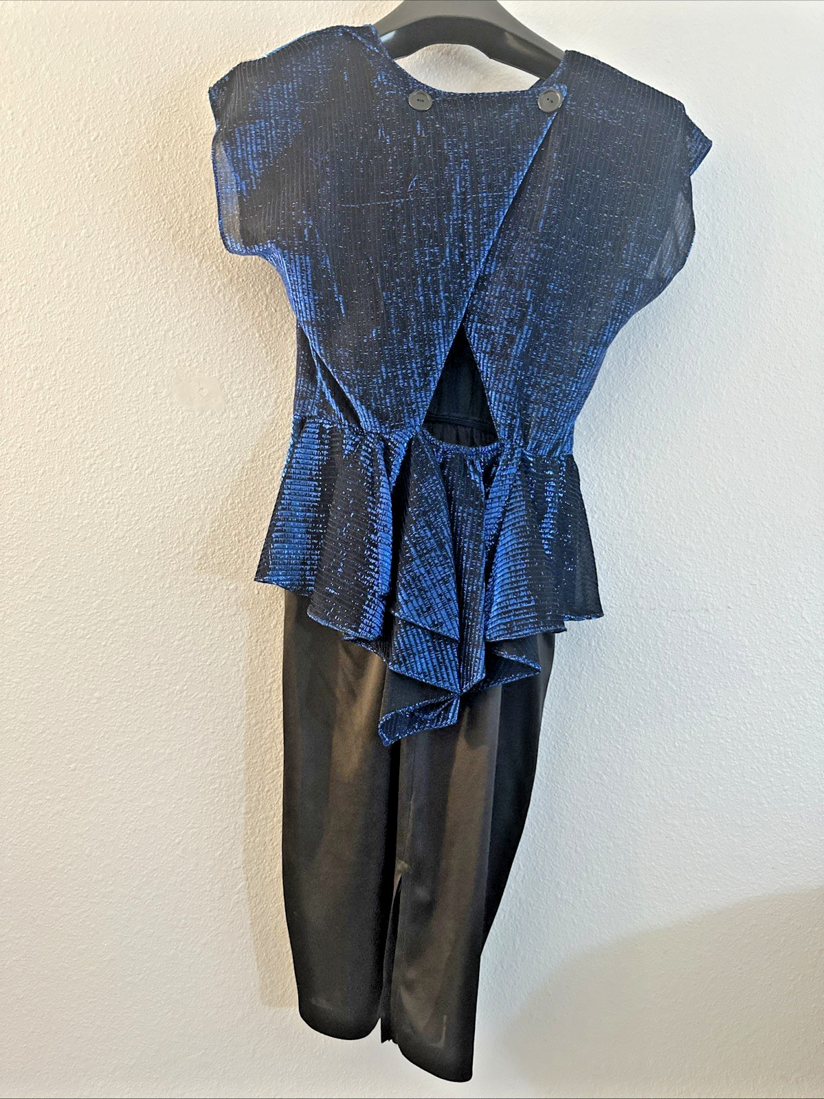 Vintage 80’s Diamonds Run Sparkle Dress by Wayne Diamond Size 3-4 Blue Black