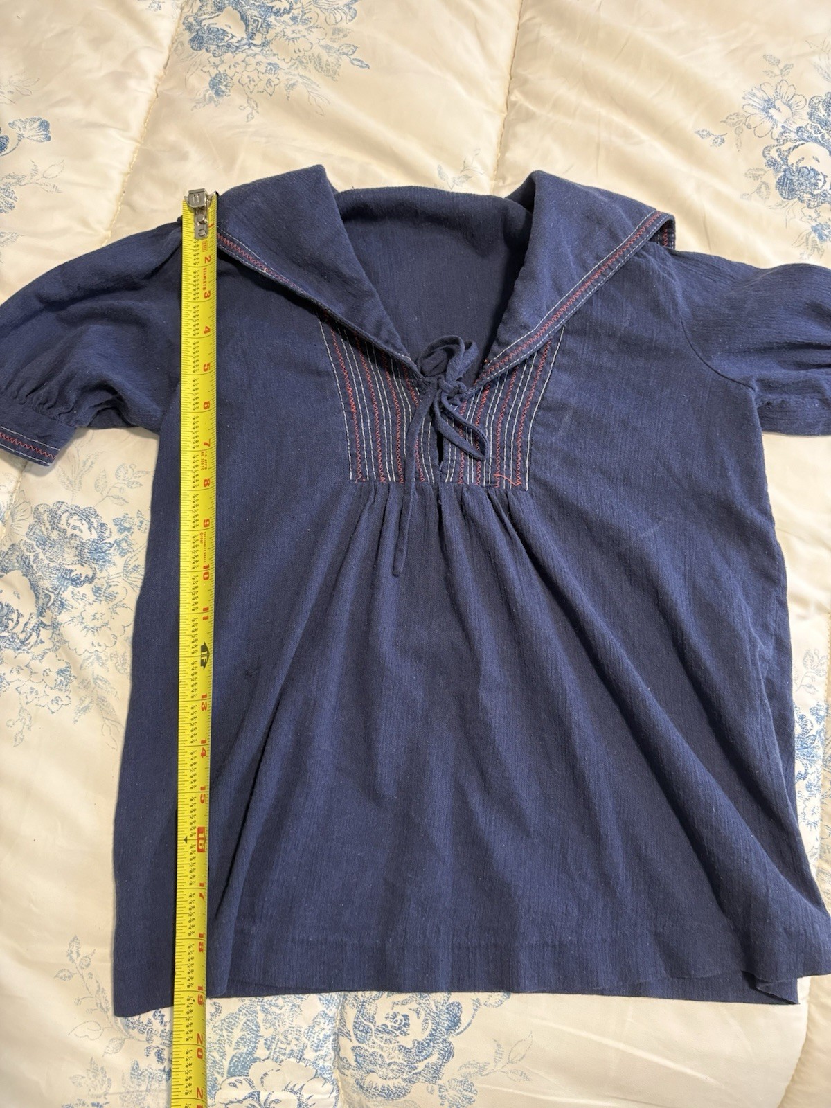 Vintage Women’s 1990s Navy Blue Shirt Blouse Top Sailor Collar Nautical Size S/M