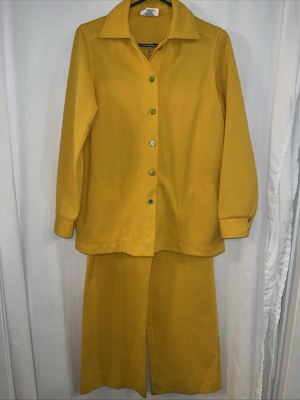Vintage 60s 70s Alex Colman Golden Yellow Leisure Suit Polyster