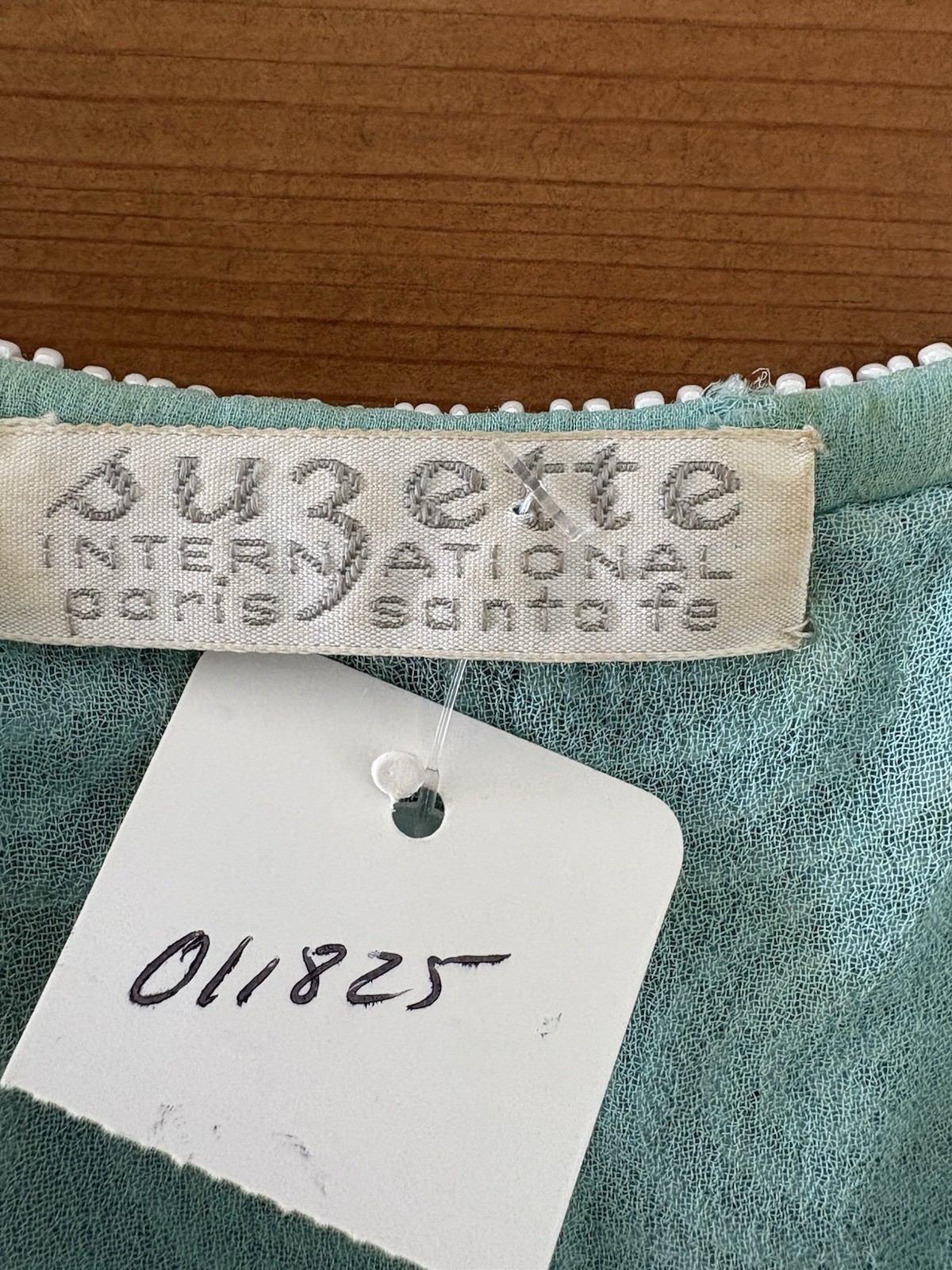 Vintage Suzette International Paris Santa Fe Sequence Butterfly Top teal silver